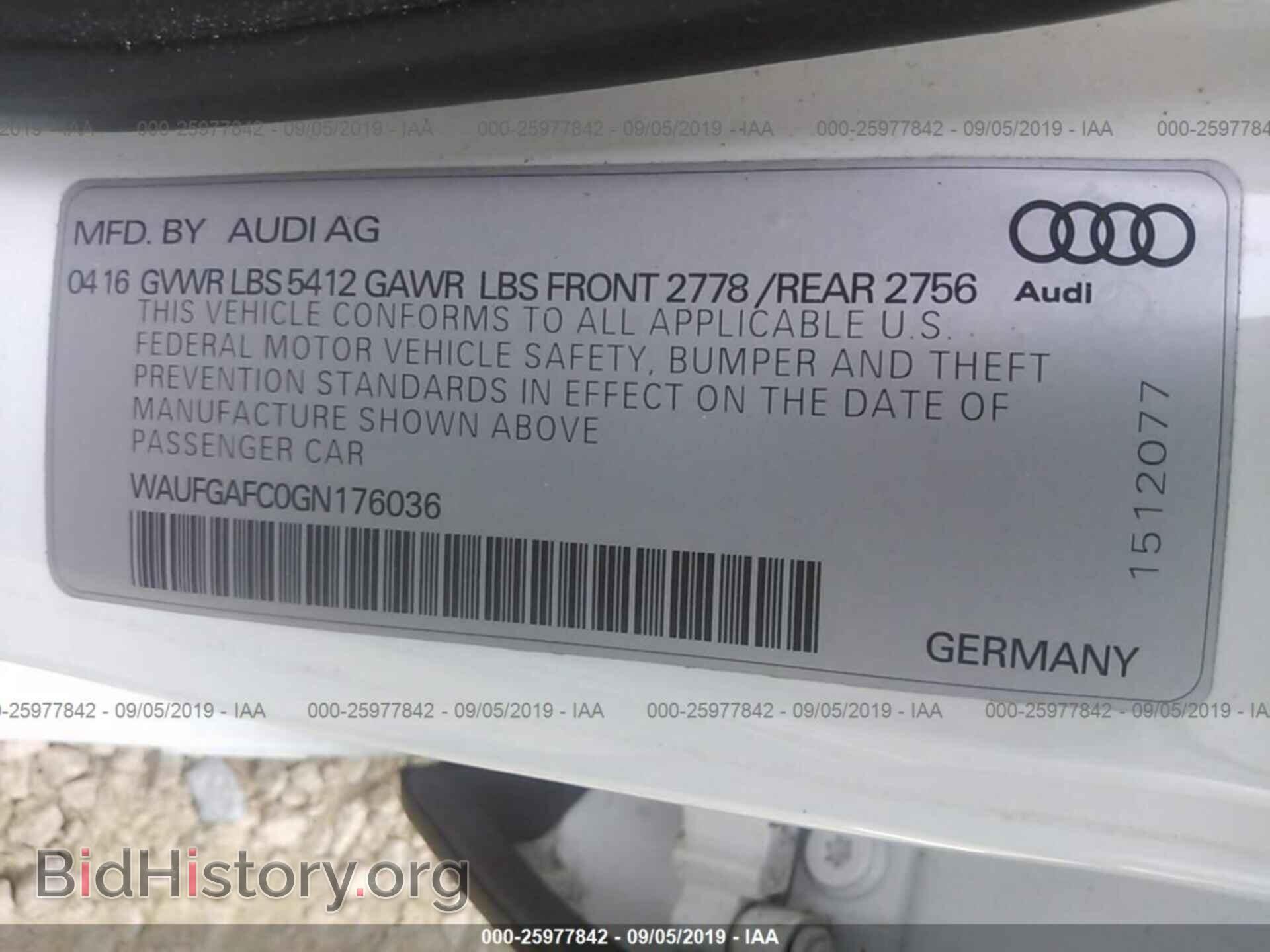 2016 AUDI A6 - VIN: WAUFGAFC0GN176036 - Фото 9