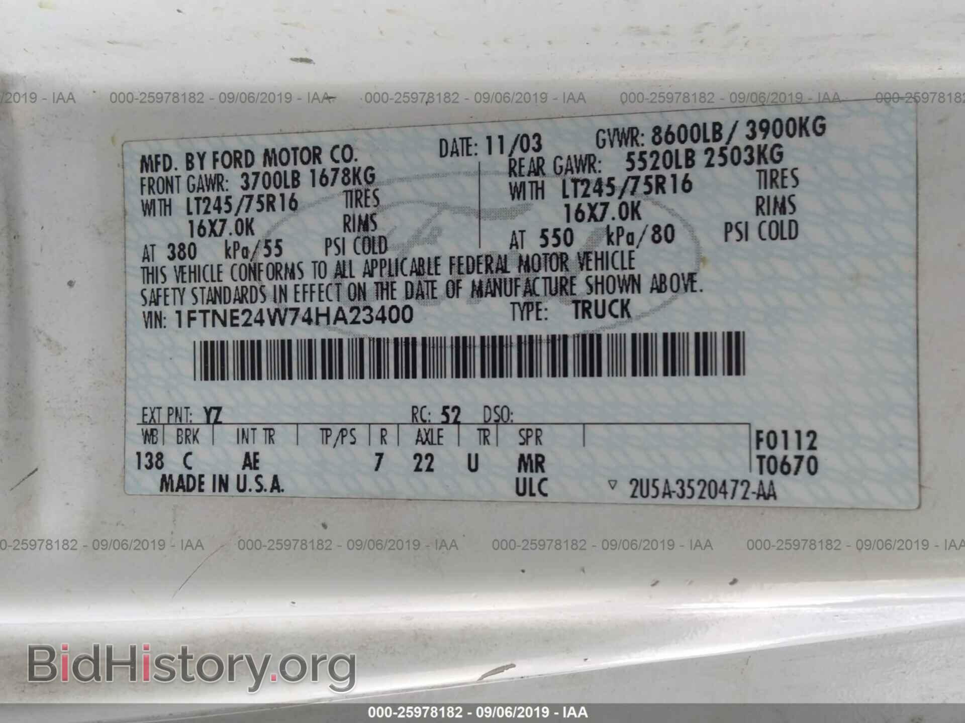 2004 FORD ECONOLINE - VIN: 1FTNE24W74HA23400 - Photo 9