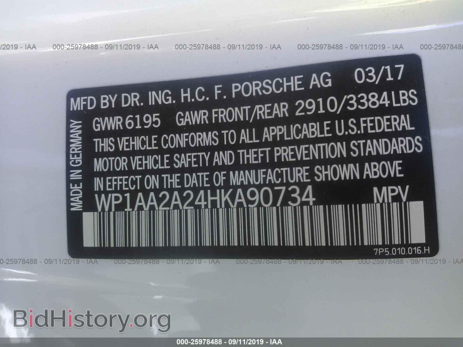 2017 PORSCHE CAYENNE - VIN: WP1AA2A24HKA90734 - Фото 9