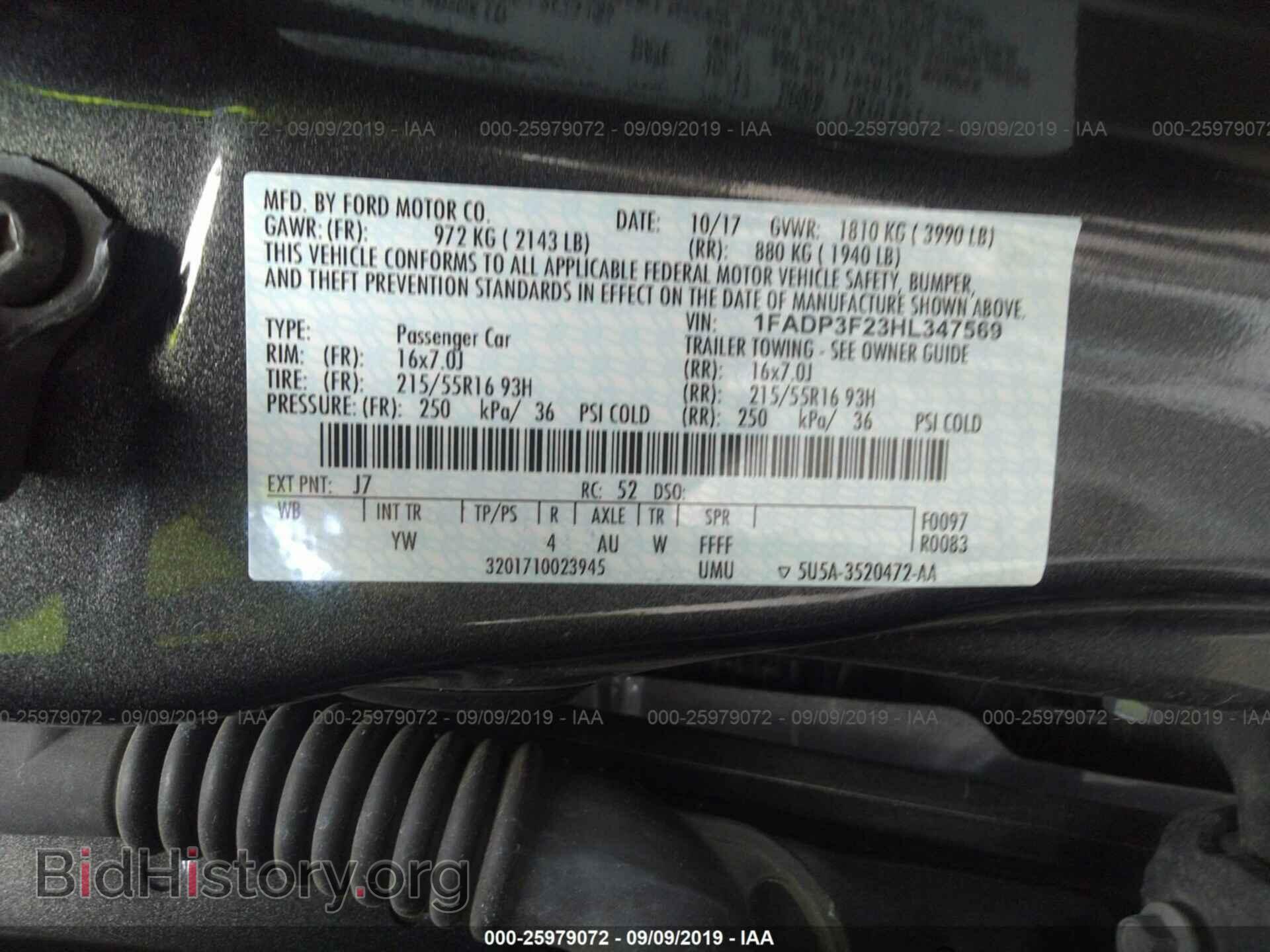 2017 FORD FOCUS - VIN: 1FADP3F23HL347569 - Фото 9