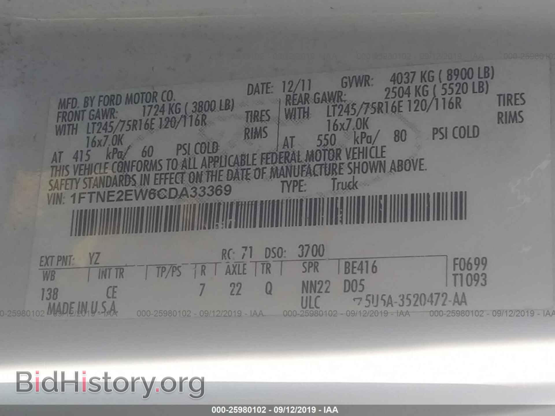 2012 FORD ECONOLINE - VIN: 1FTNE2EW6CDA33369 - Photo 9