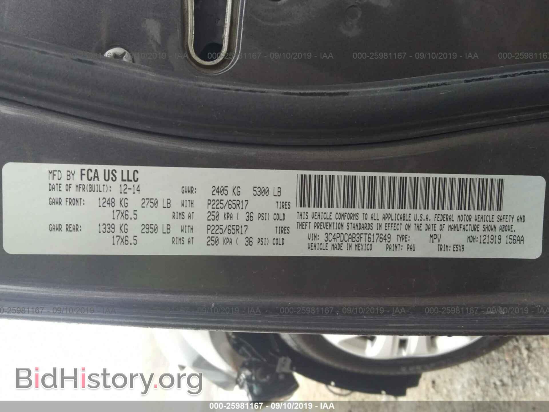 2015 DODGE JOURNEY - VIN: 3C4PDCAB3FT617649 - Photo 9