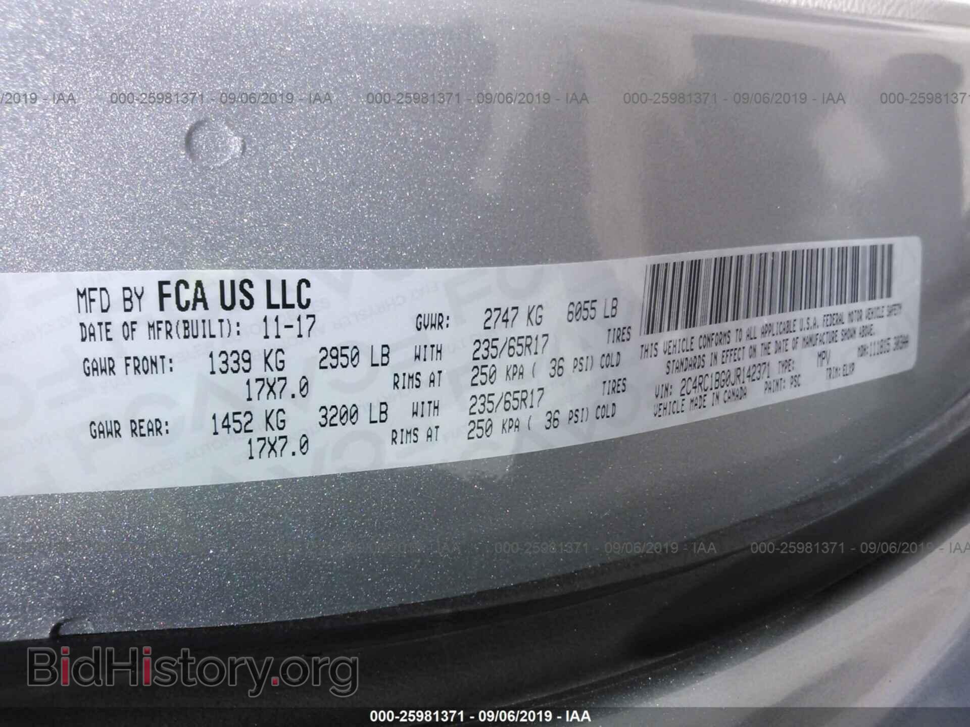 2018 CHRYSLER PACIFICA - VIN: 2C4RC1BG0JR142371 - Фото 9