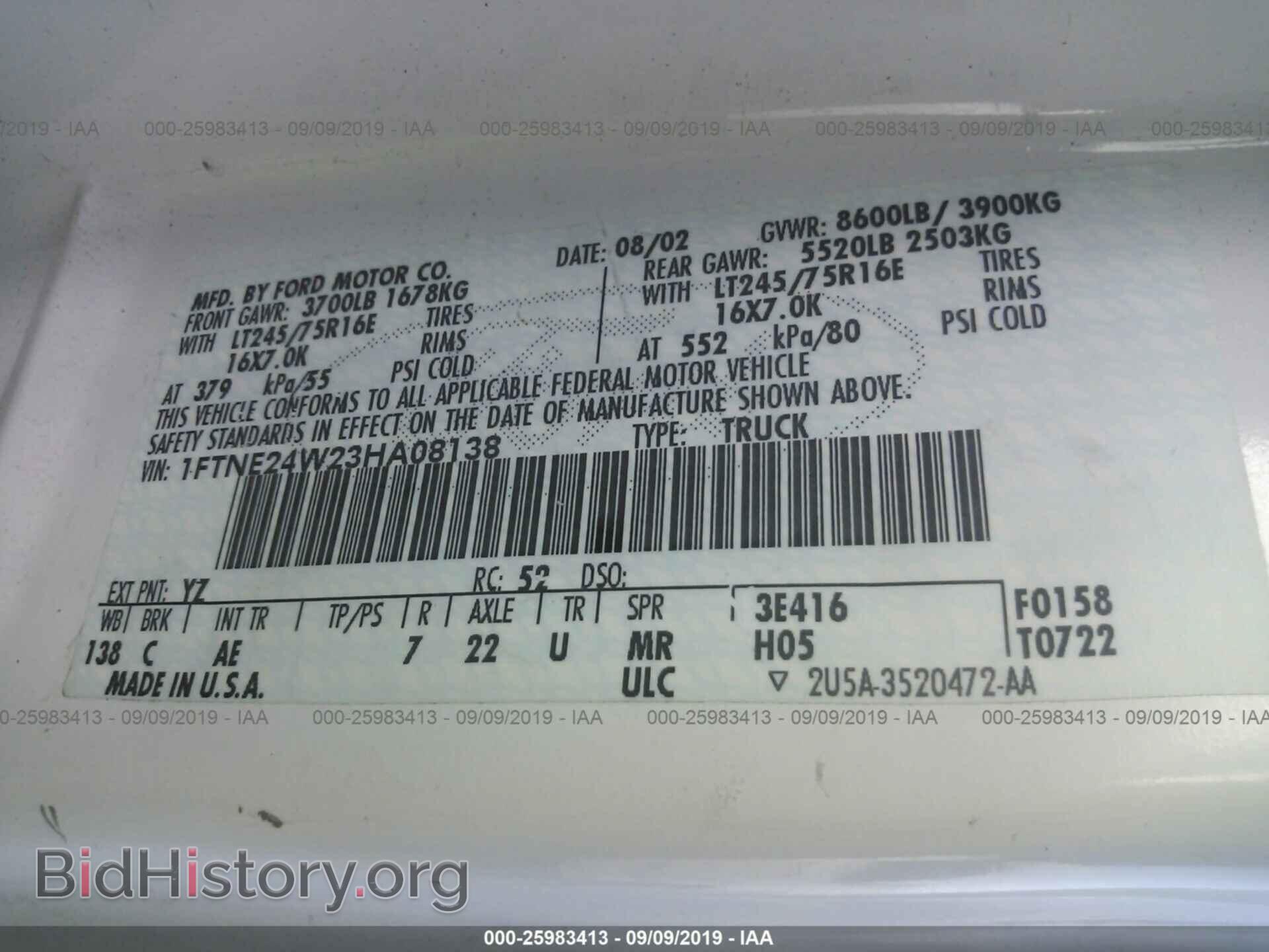 2003 FORD ECONOLINE - VIN: 1FTNE24W23HA08138 - Photo 9