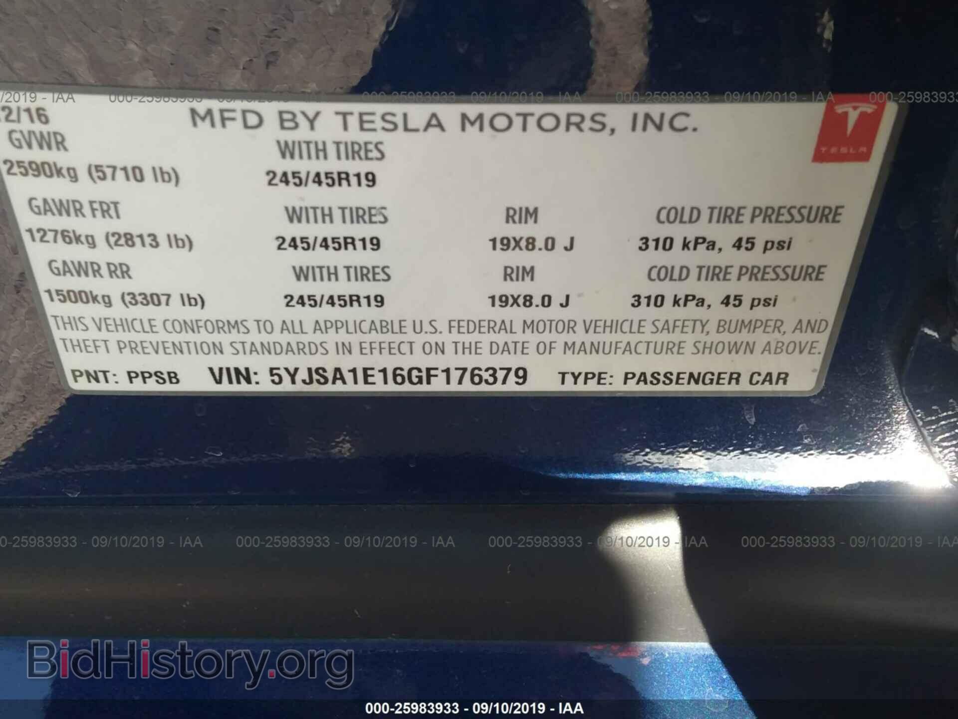 2016 TESLA MODEL S - VIN: 5YJSA1E16GF176379 - Photo 9