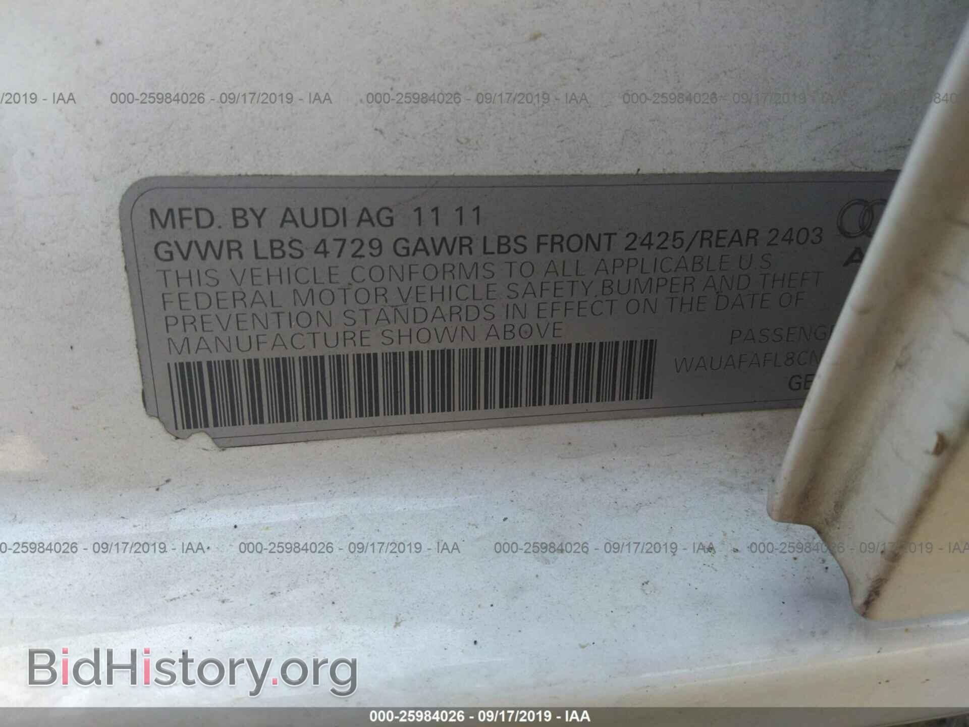 2012 AUDI A4 - VIN: WAUAFAFL8CN015652 - Photo 9