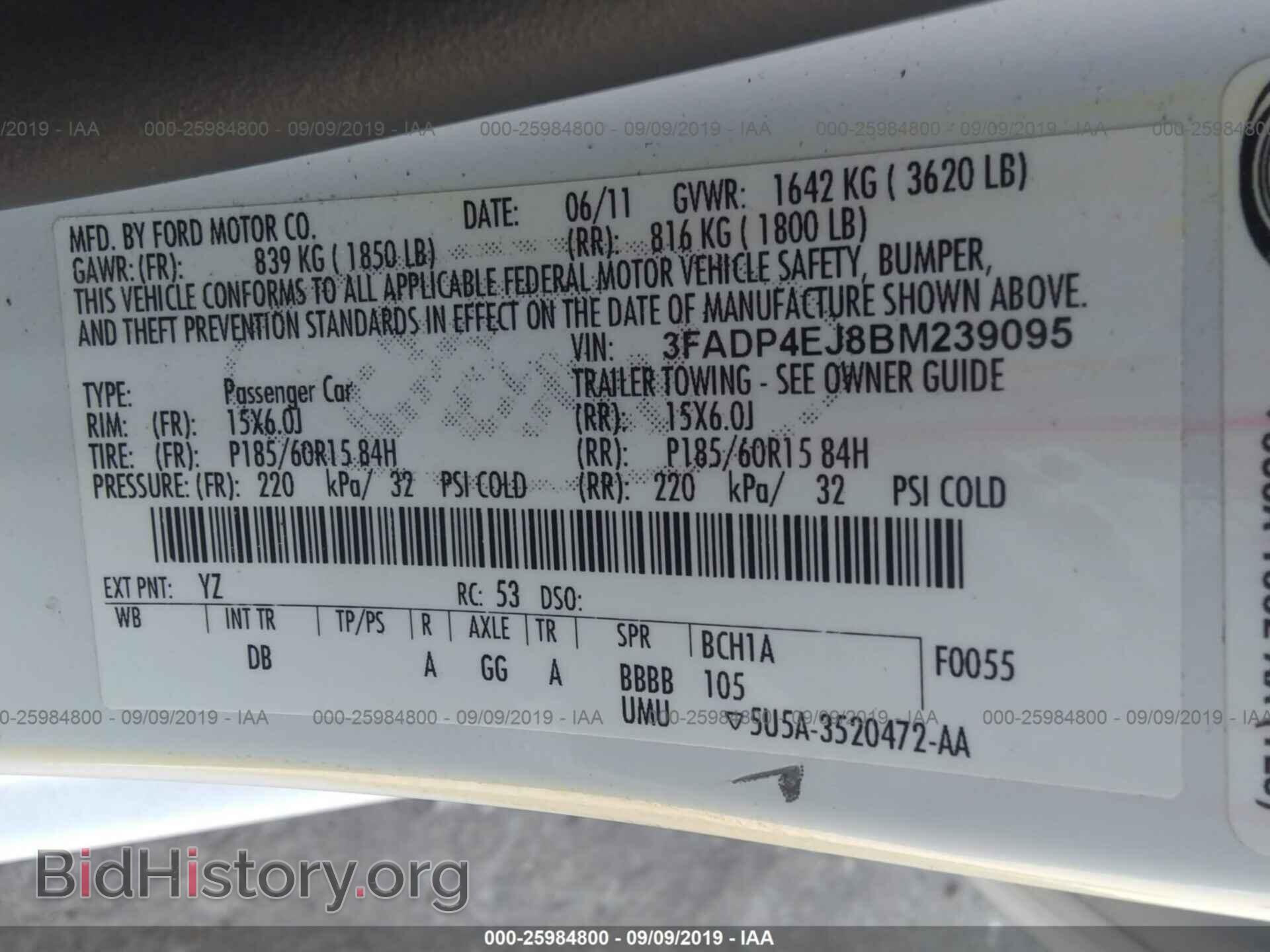 2011 FORD FIESTA - VIN: 3FADP4EJ8BM239095 - Фото 9