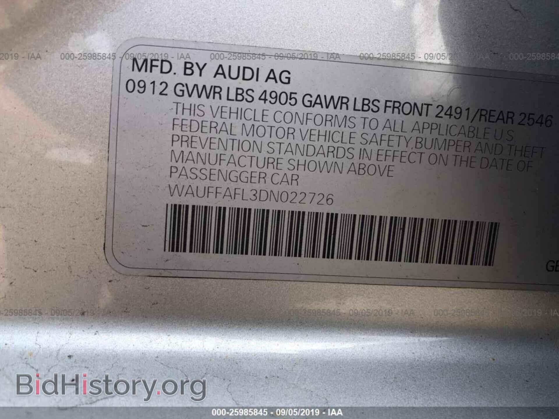 2013 AUDI A4 - VIN: WAUFFAFL3DN022726 - Photo 9