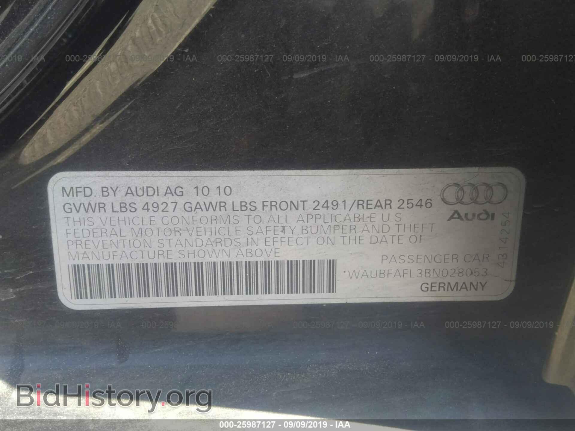 2011 AUDI A4 - VIN: WAUBFAFL3BN028053 - Photo 9