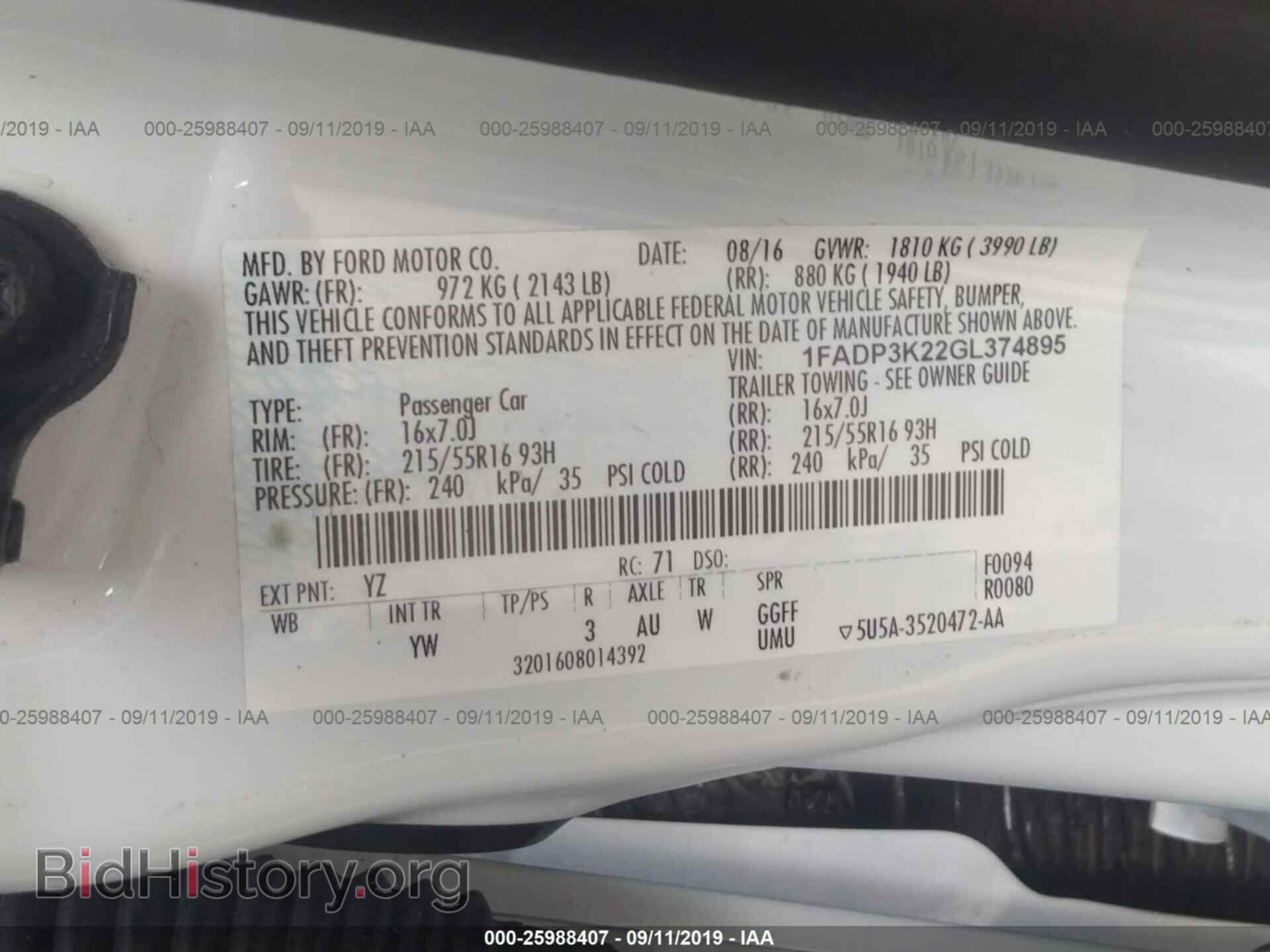 2016 FORD FOCUS - VIN: 1FADP3K22GL374895 - Photo 9