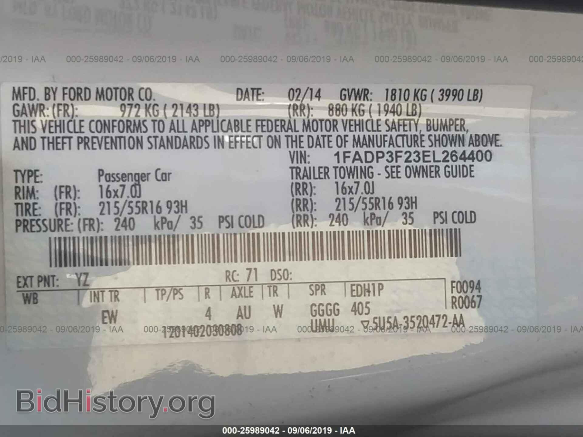 2014 FORD FOCUS - VIN: 1FADP3F23EL264400 - Фото 9