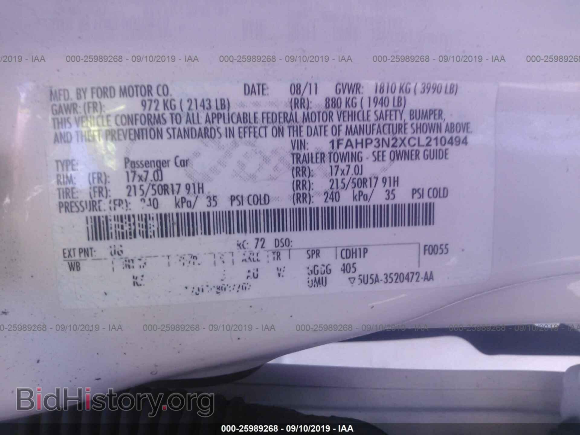 2012 FORD FOCUS - VIN: 1FAHP3N2XCL210494 - Фото 9