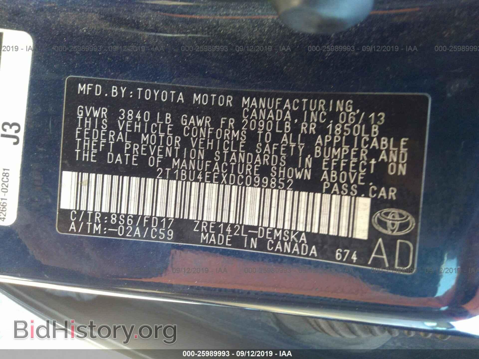 2013 TOYOTA COROLLA - VIN: 2T1BU4EEXDC099852 - Фото 9