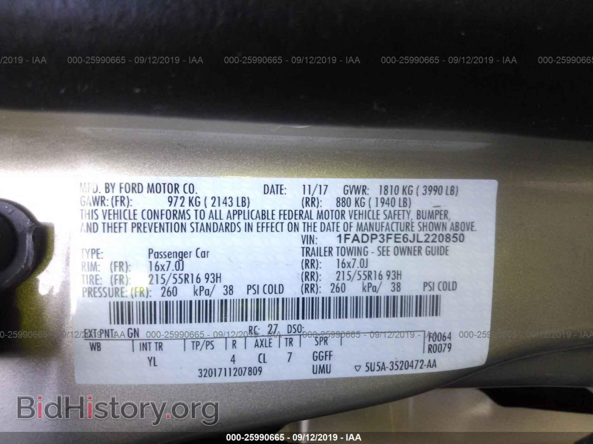 2018 FORD FOCUS - VIN: 1FADP3FE6JL220850 - Фото 9