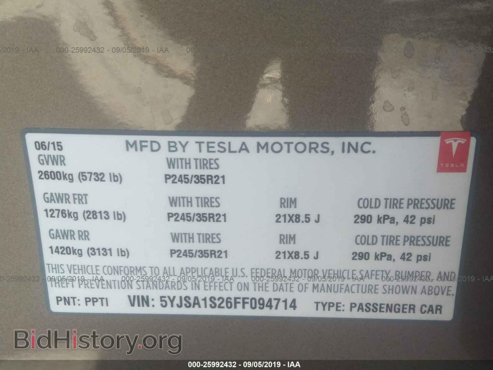 2015 TESLA MODEL S - VIN: 5YJSA1S26FF094714 - Photo 9