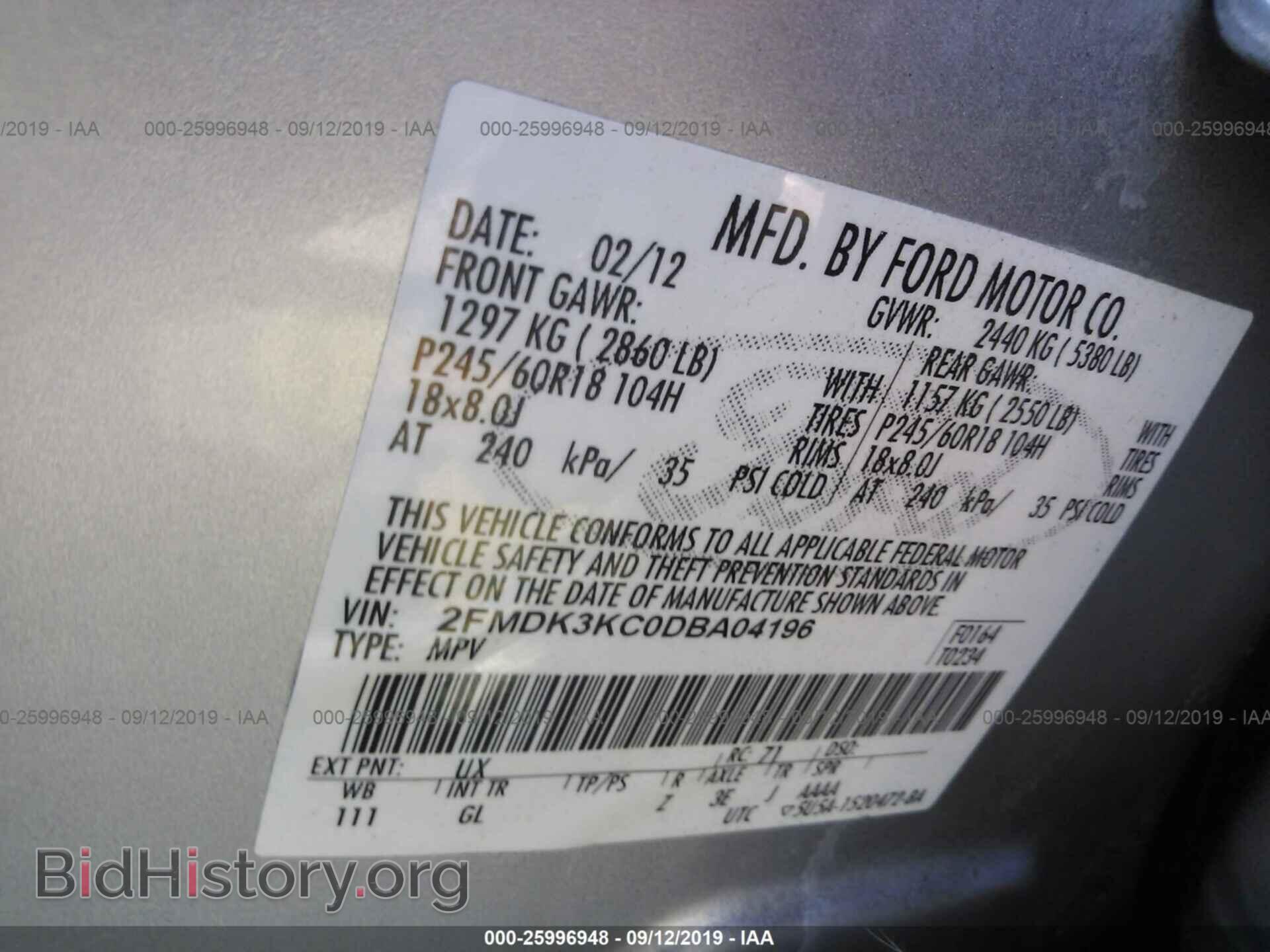 2013 FORD EDGE - VIN: 2FMDK3KC0DBA04196 - Фото 9