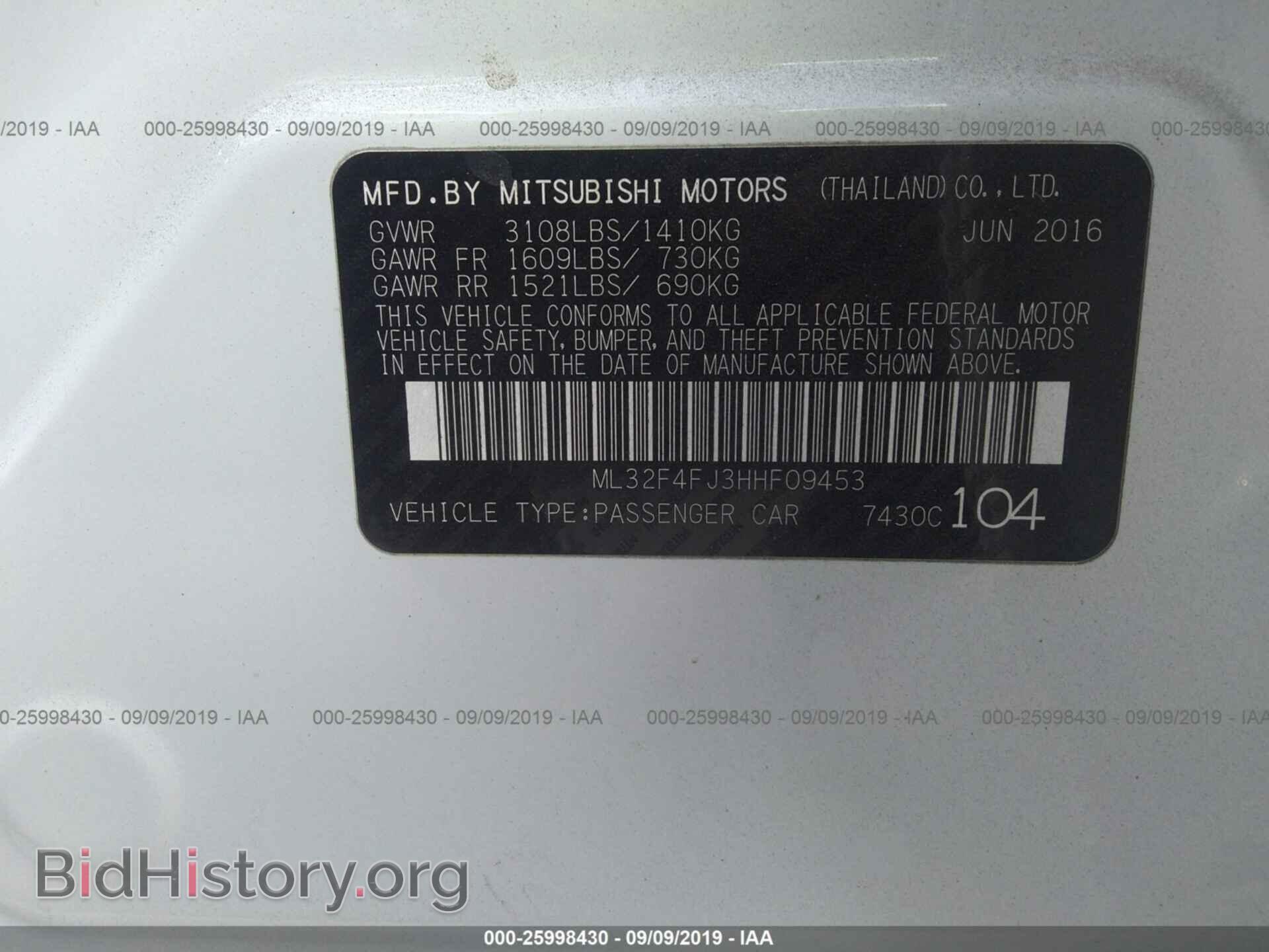 2017 MITSUBISHI MIRAGE - VIN: ML32F4FJ3HHF09453 - Фото 9
