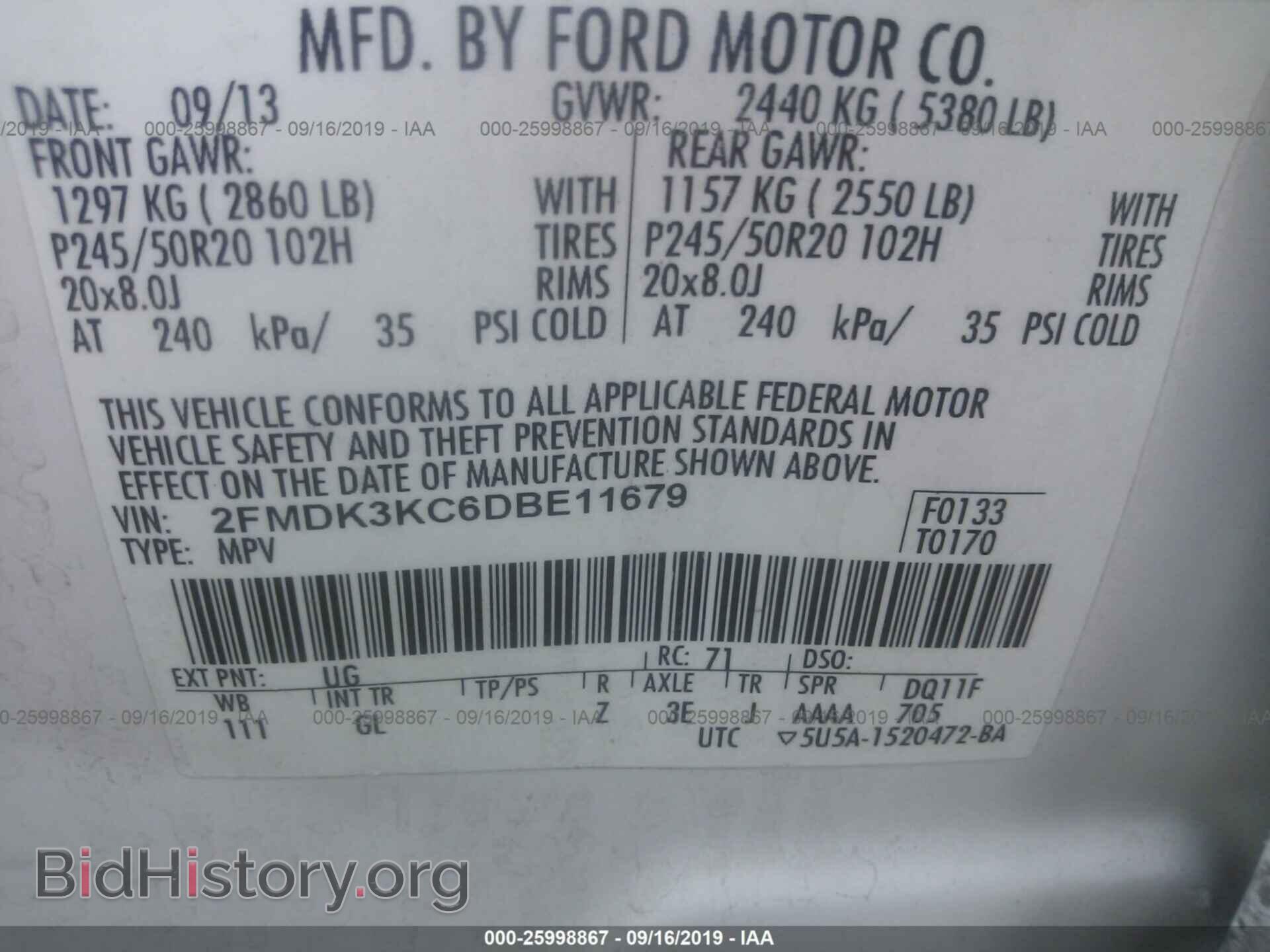 2013 FORD EDGE - VIN: 2FMDK3KC6DBE11679 - Photo 9