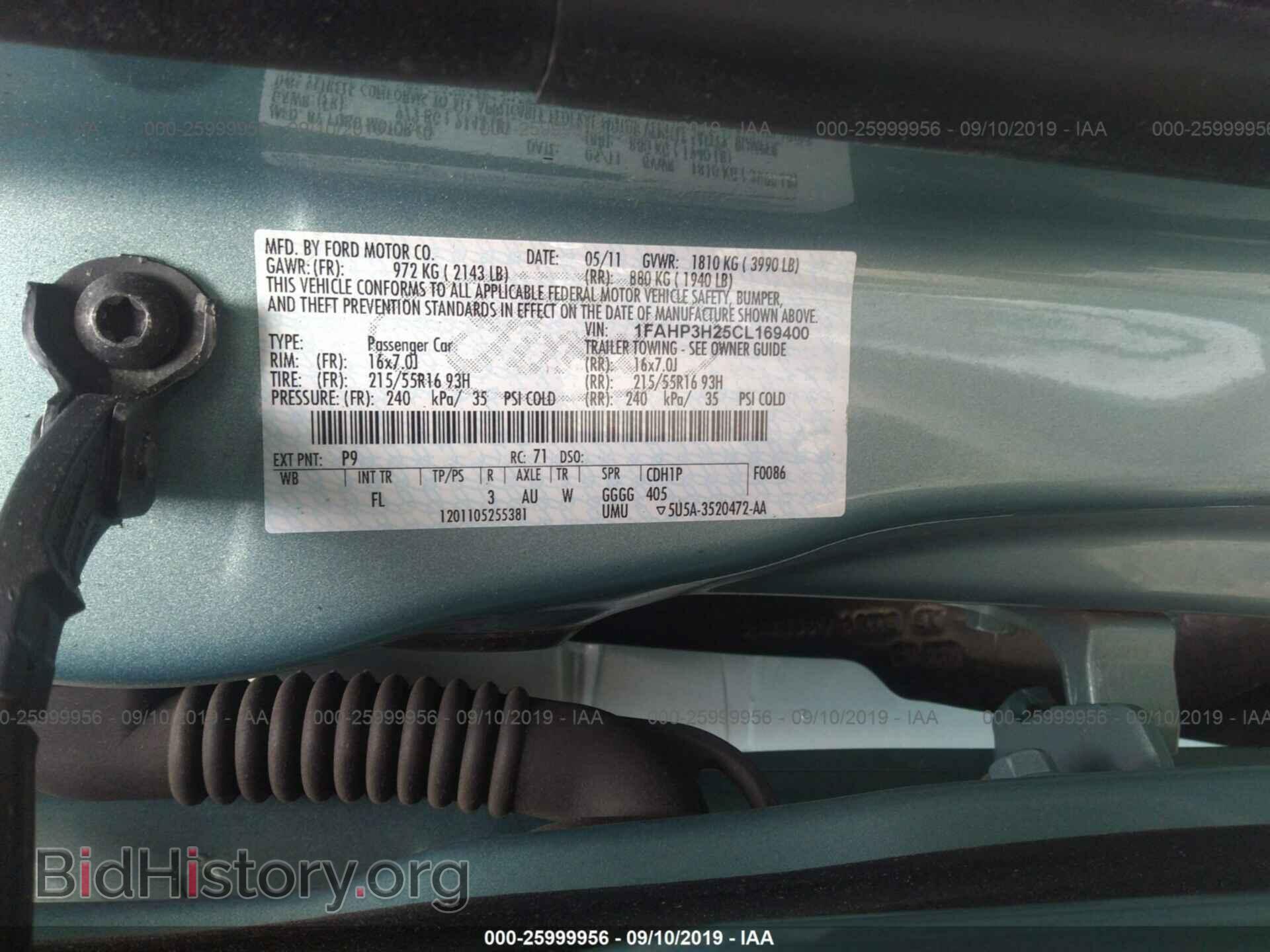 2012 FORD FOCUS - VIN: 1FAHP3H25CL169400 - Фото 9