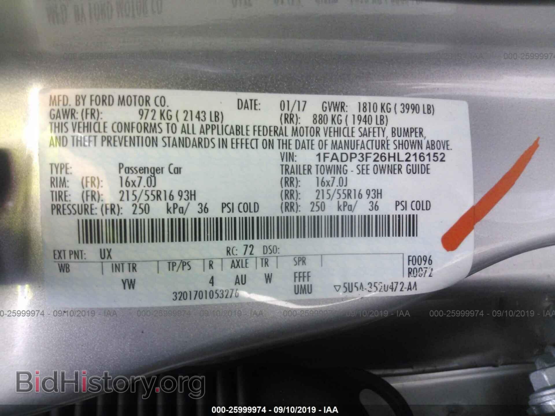 2017 FORD FOCUS - VIN: 1FADP3F26HL216152 - Фото 9
