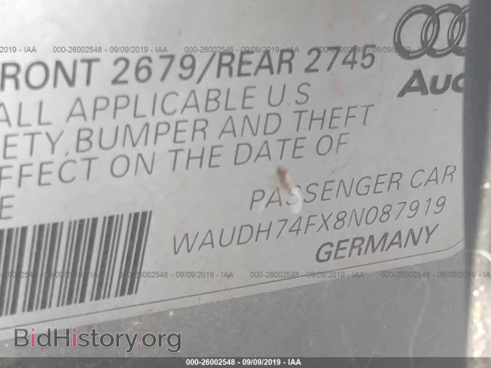 2008 AUDI A6 - VIN: WAUDH74FX8N087919 - Фото 9