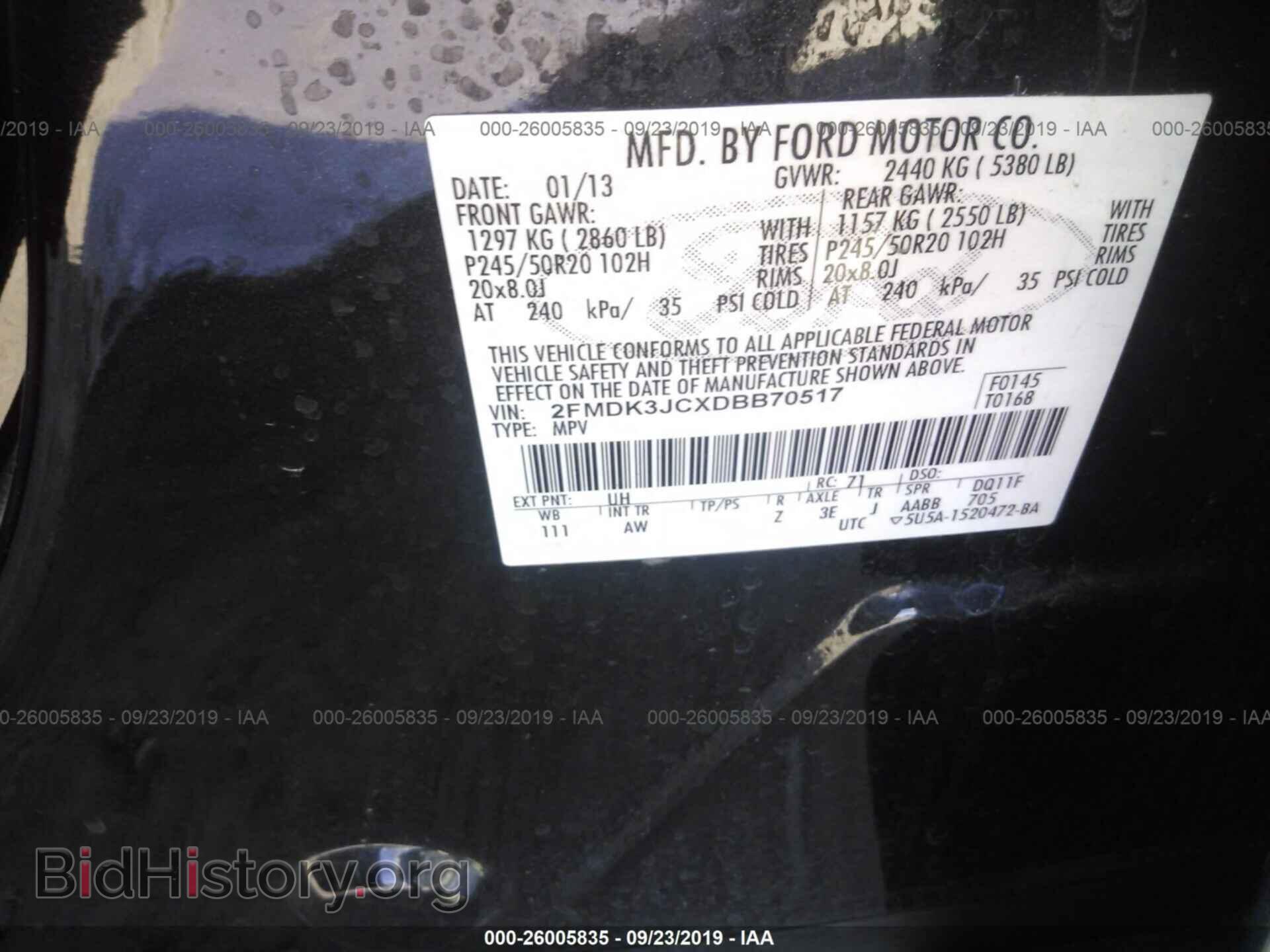 2013 FORD EDGE - VIN: 2FMDK3JCXDBB70517 - Фото 9