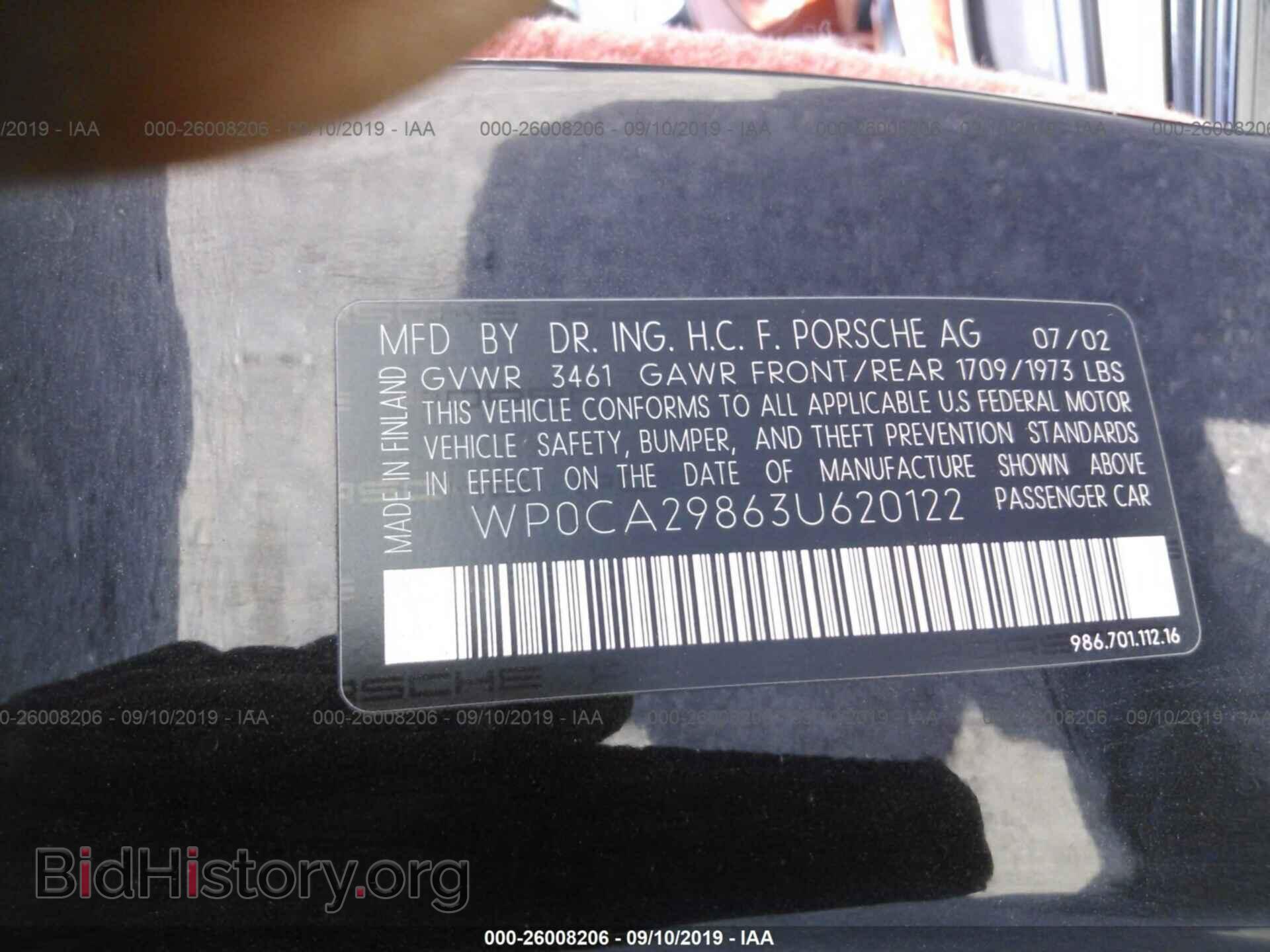 2003 PORSCHE BOXSTER - VIN: WP0CA29863U620122 - Фото 9