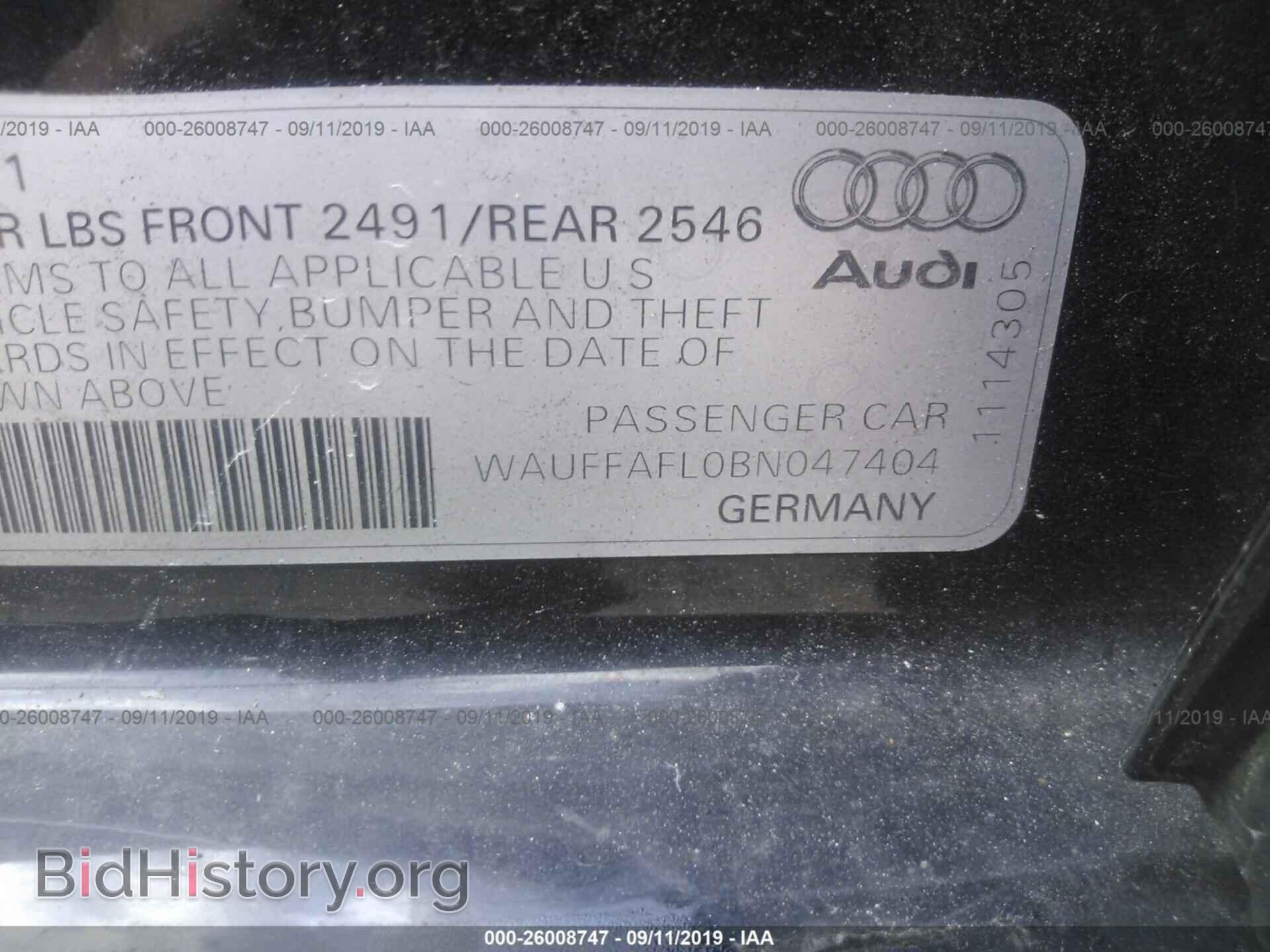 2011 AUDI A4 - VIN: WAUFFAFL0BN047404 - Photo 9