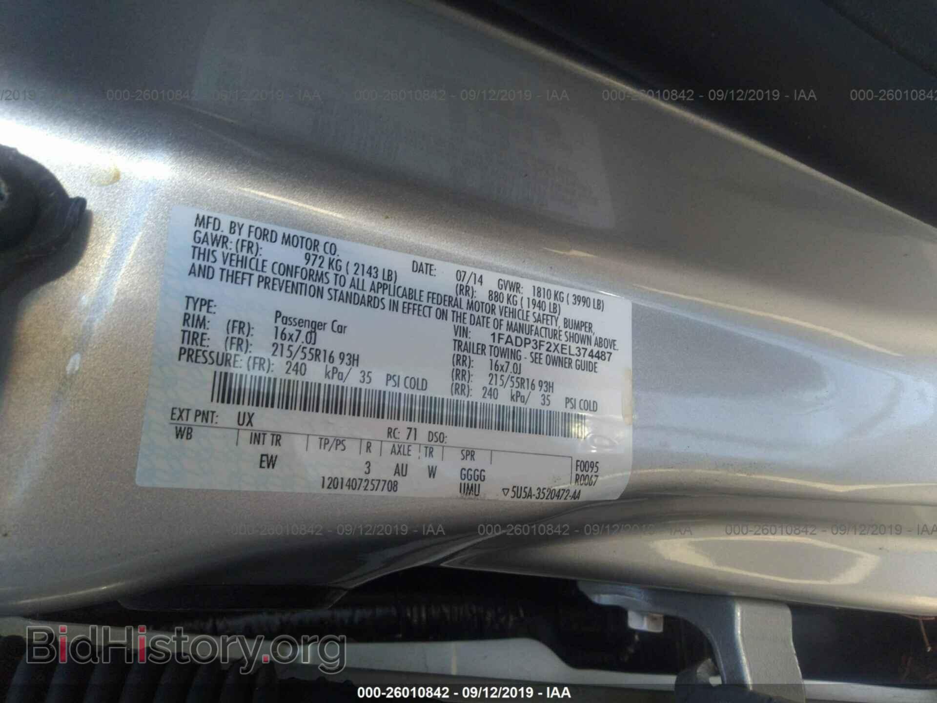 2014 FORD FOCUS - VIN: 1FADP3F2XEL374487 - Фото 9