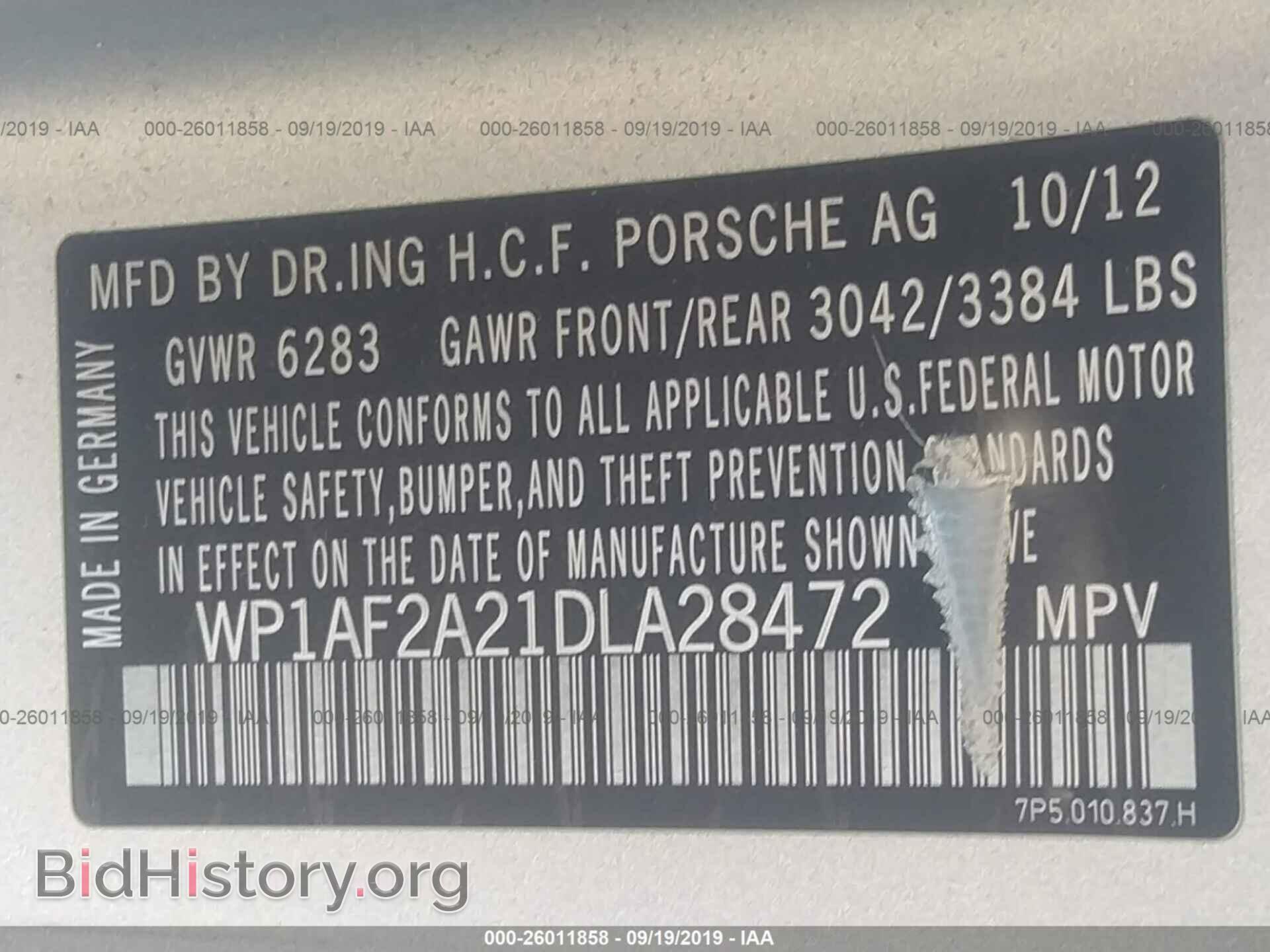 2013 PORSCHE CAYENNE - VIN: WP1AF2A21DLA28472 - Фото 9