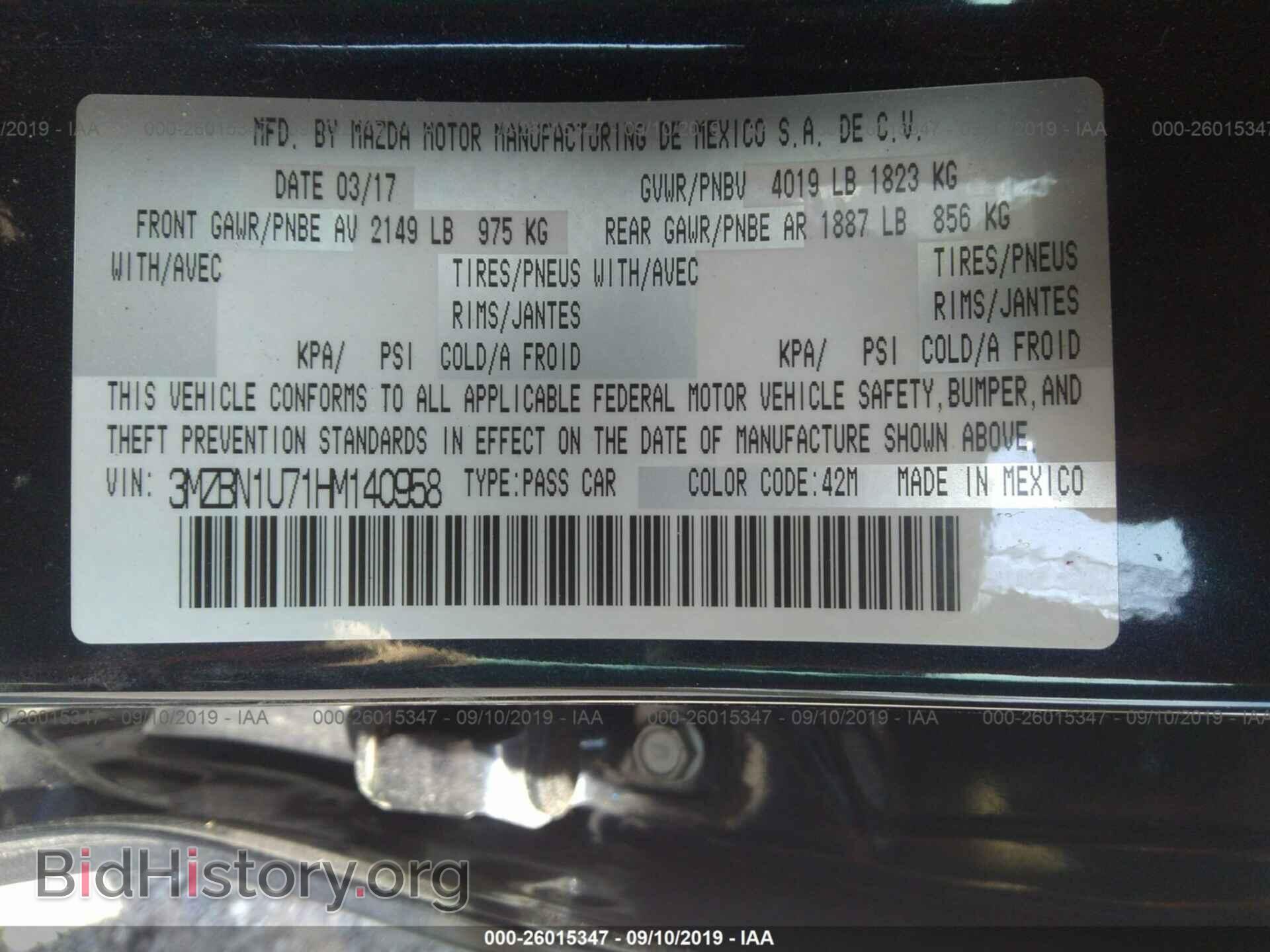 2017 MAZDA 3 - VIN: 3MZBN1U71HM140958 - Фото 9