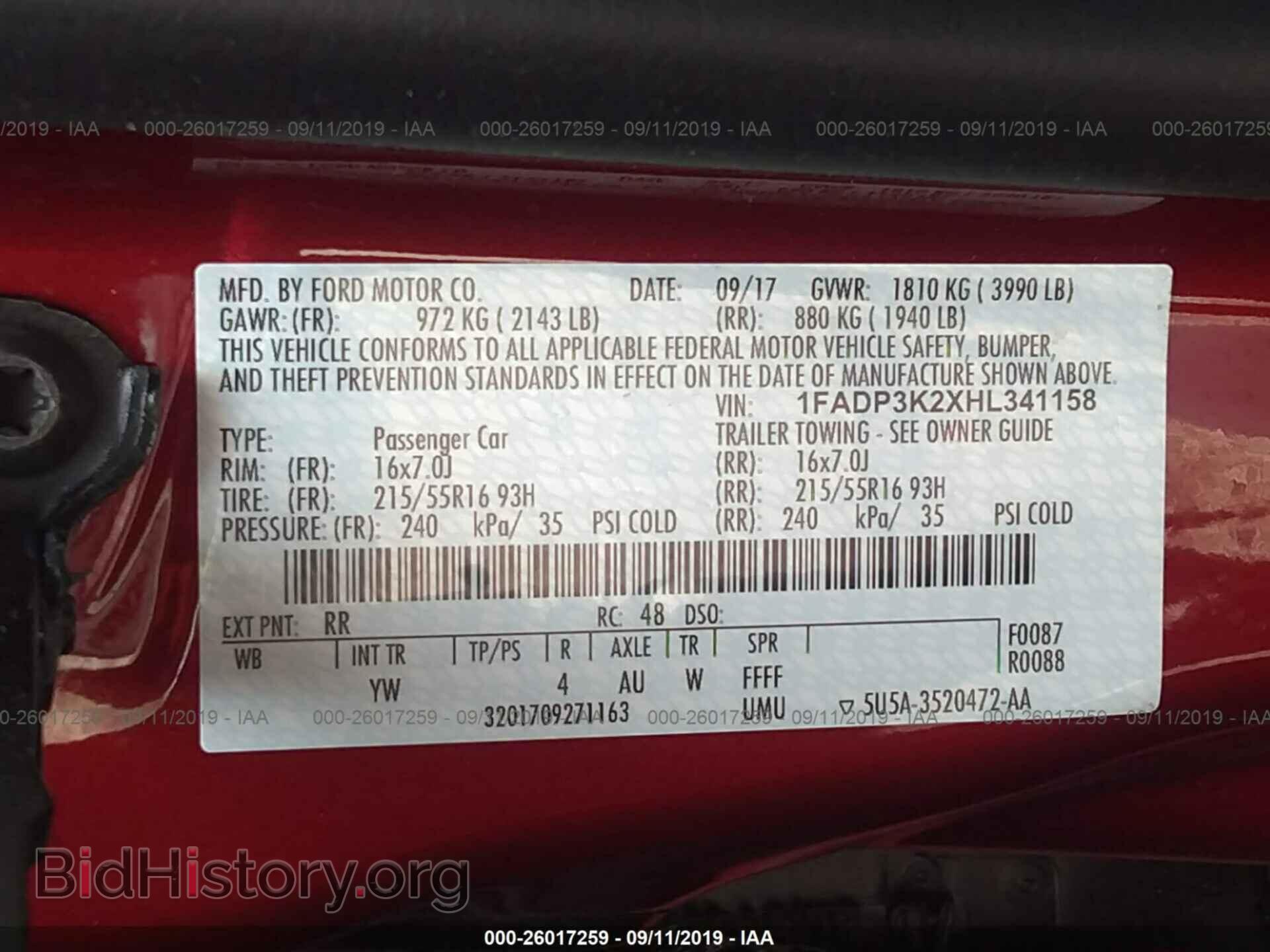 2017 FORD FOCUS - VIN: 1FADP3K2XHL341158 - Фото 9