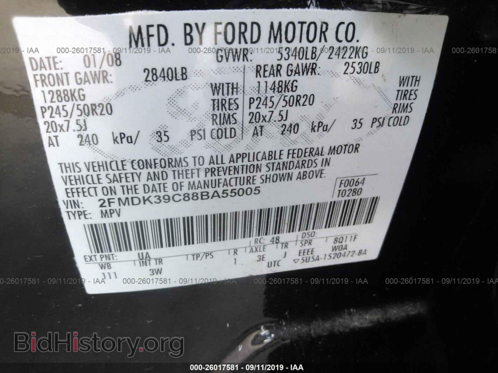 2008 FORD EDGE - VIN: 2FMDK39C88BA55005 - Photo 9