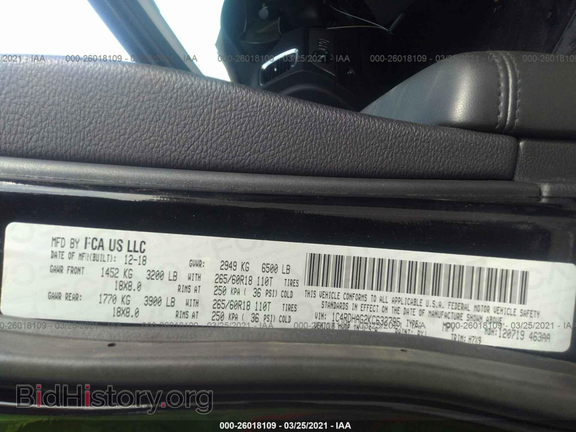 2019 DODGE DURANGO - VIN: 1C4RDHAG2KC632795 - Фото 9