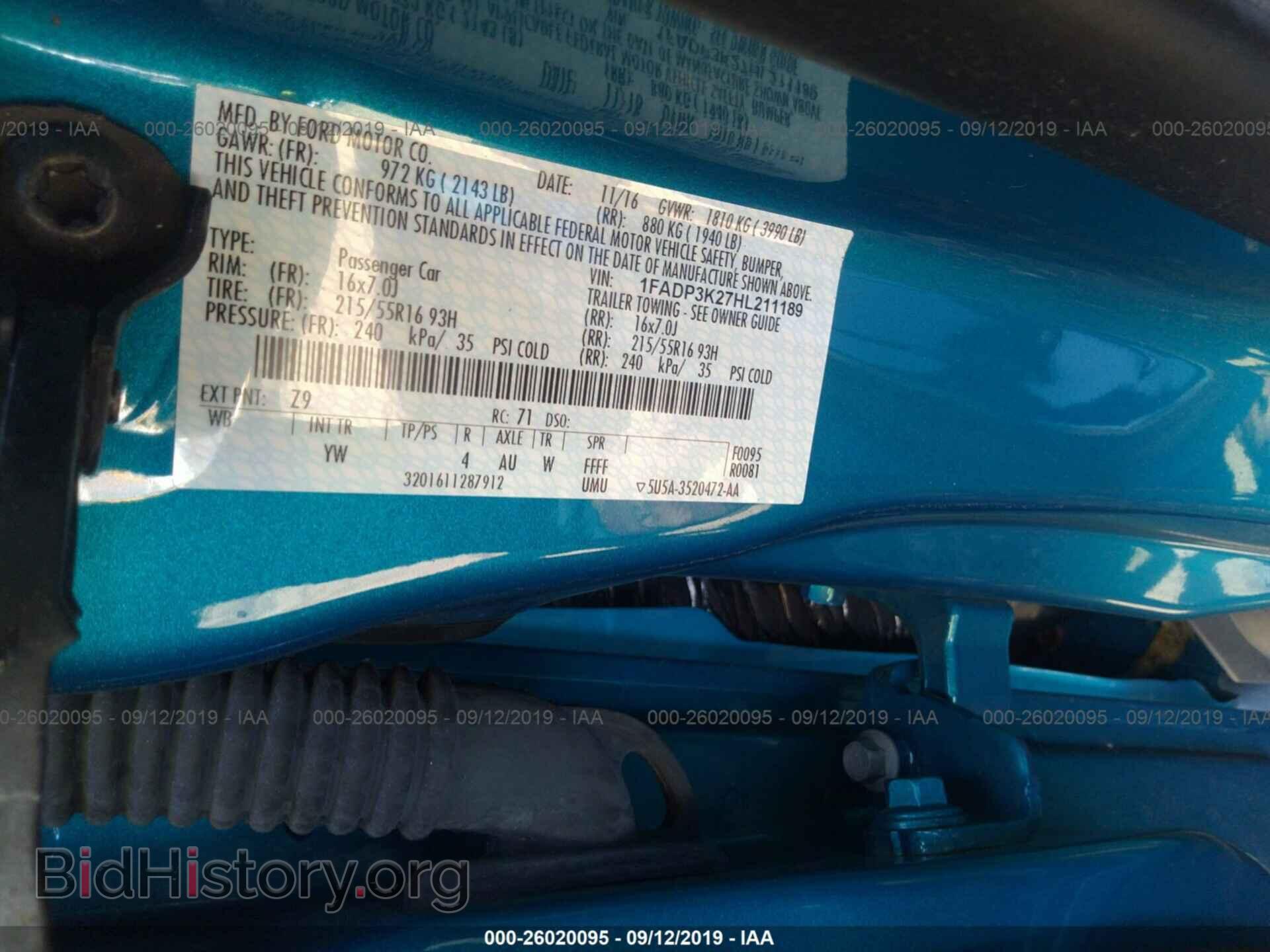 2017 FORD FOCUS - VIN: 1FADP3K27HL211189 - Фото 9