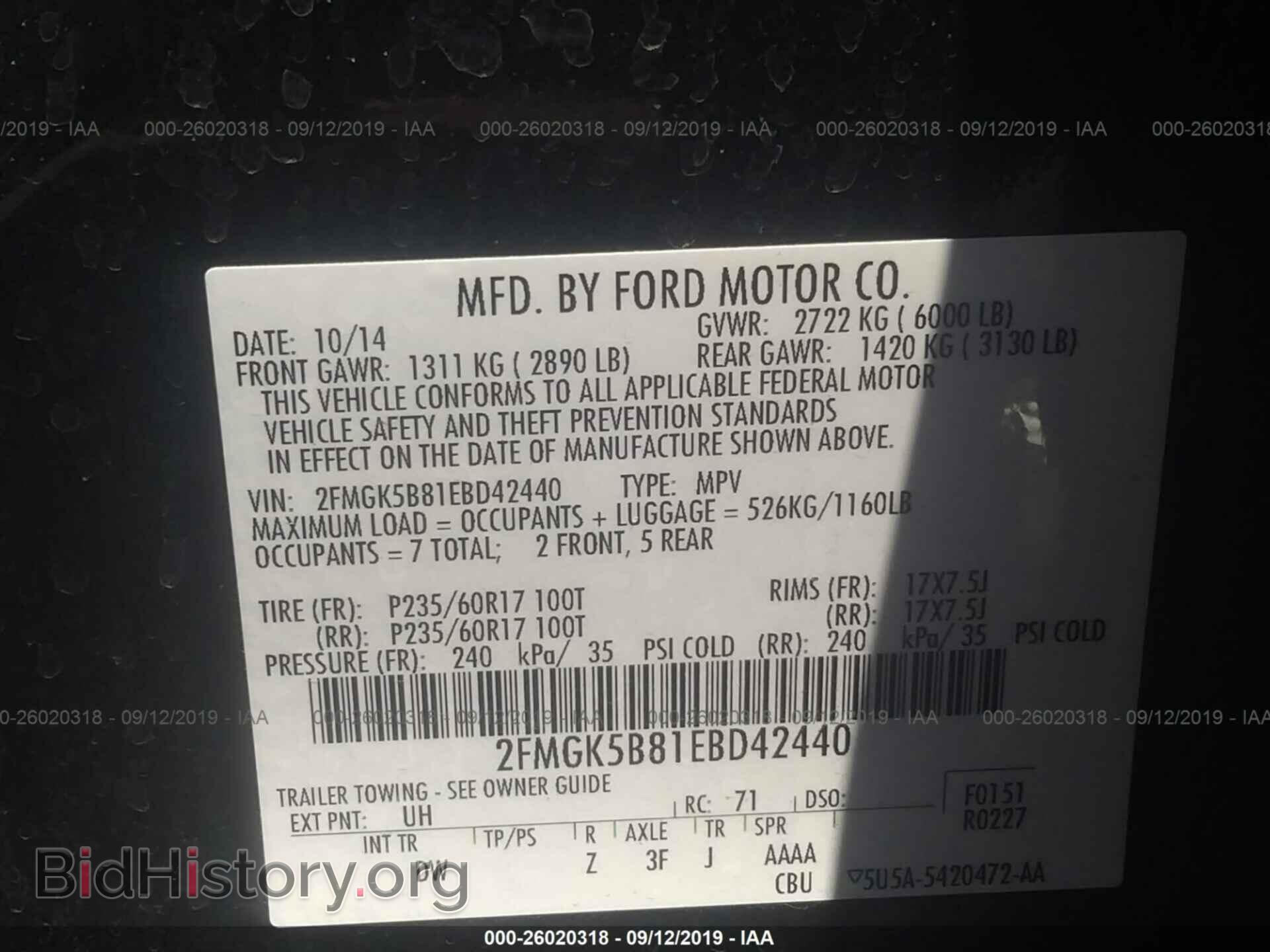2014 FORD FLEX - VIN: 2FMGK5B81EBD42440 - Photo 9