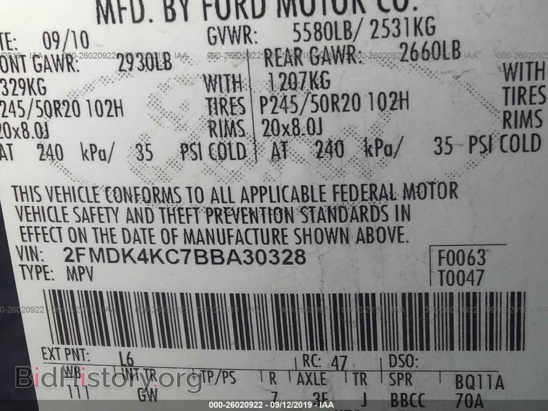 2011 FORD EDGE - VIN: 2FMDK4KC7BBA30328 - Photo 9