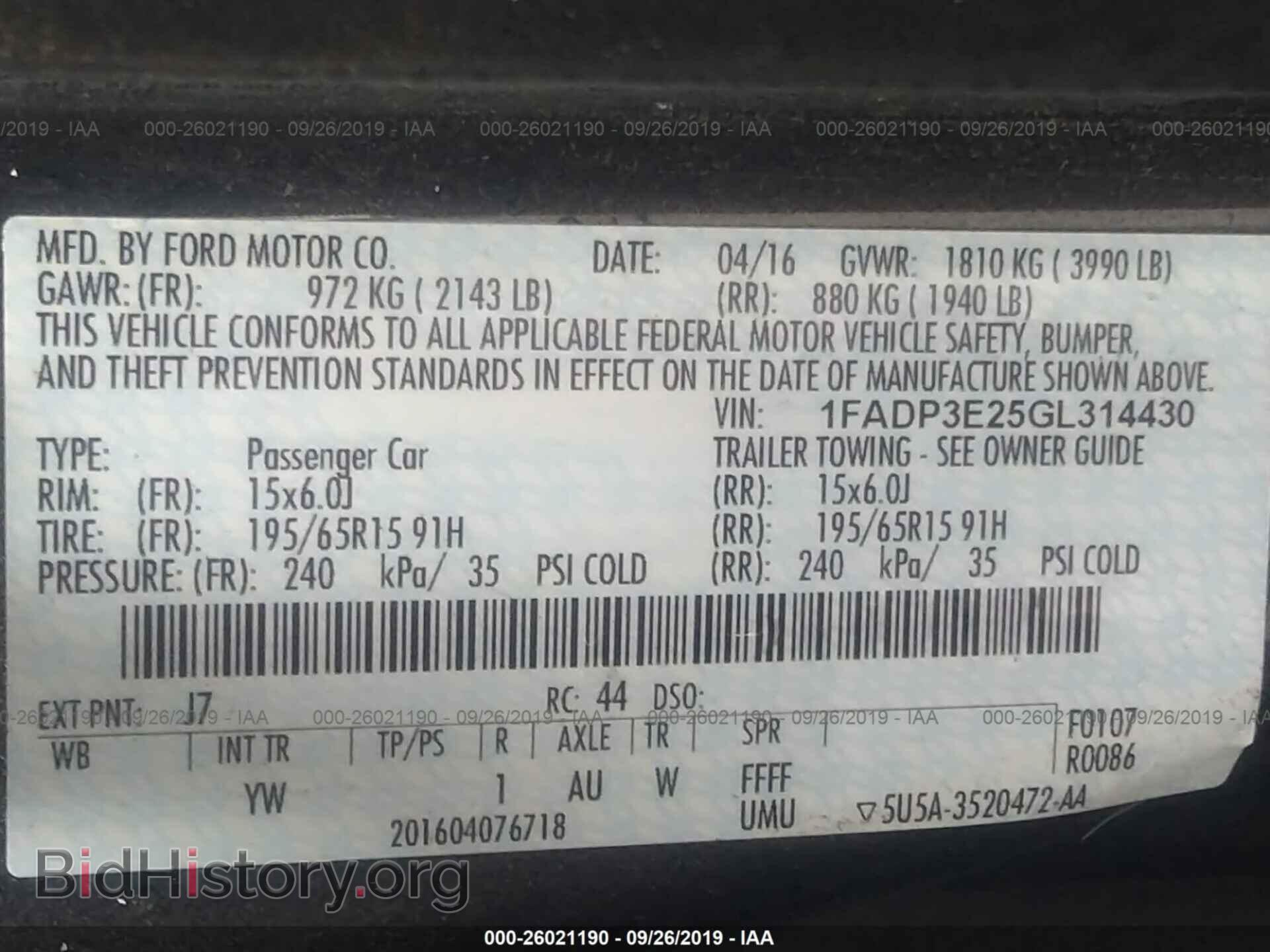 2016 FORD FOCUS - VIN: 1FADP3E25GL314430 - Фото 9