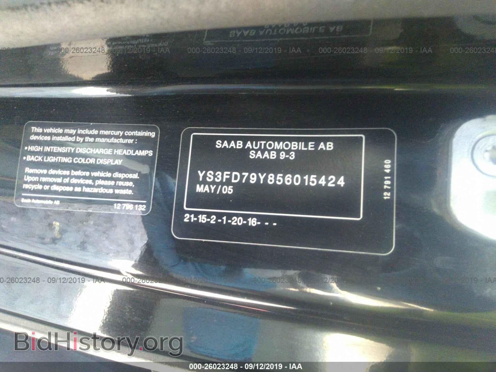 2005 SAAB 9-3 - VIN: YS3FD79Y856015424 - Фото 9