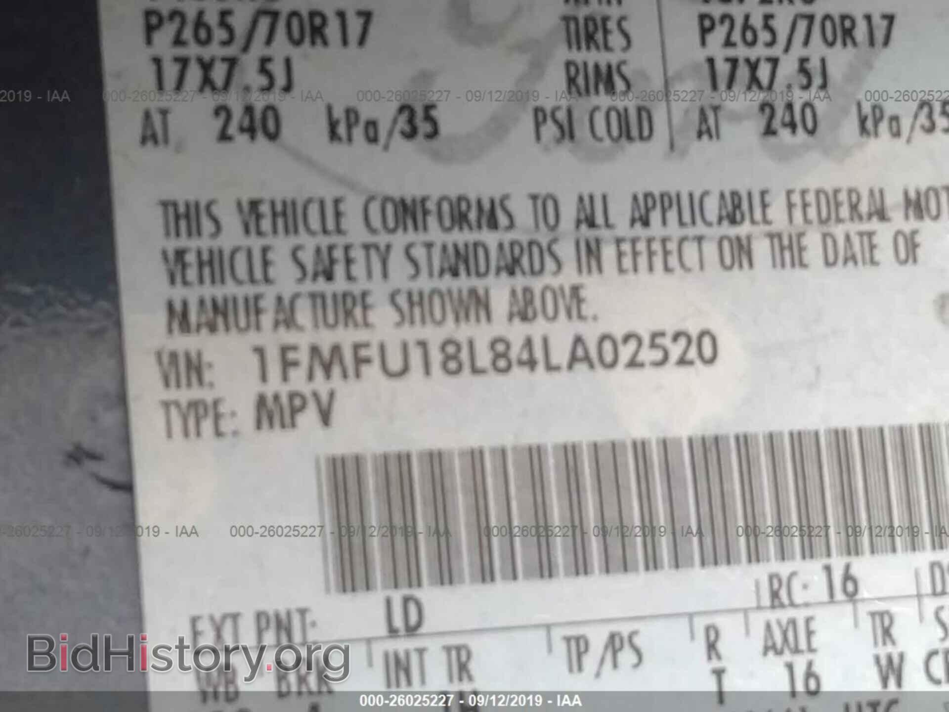 2004 FORD EXPEDITION - VIN: 1FMFU18L84LA02520 - Фото 9