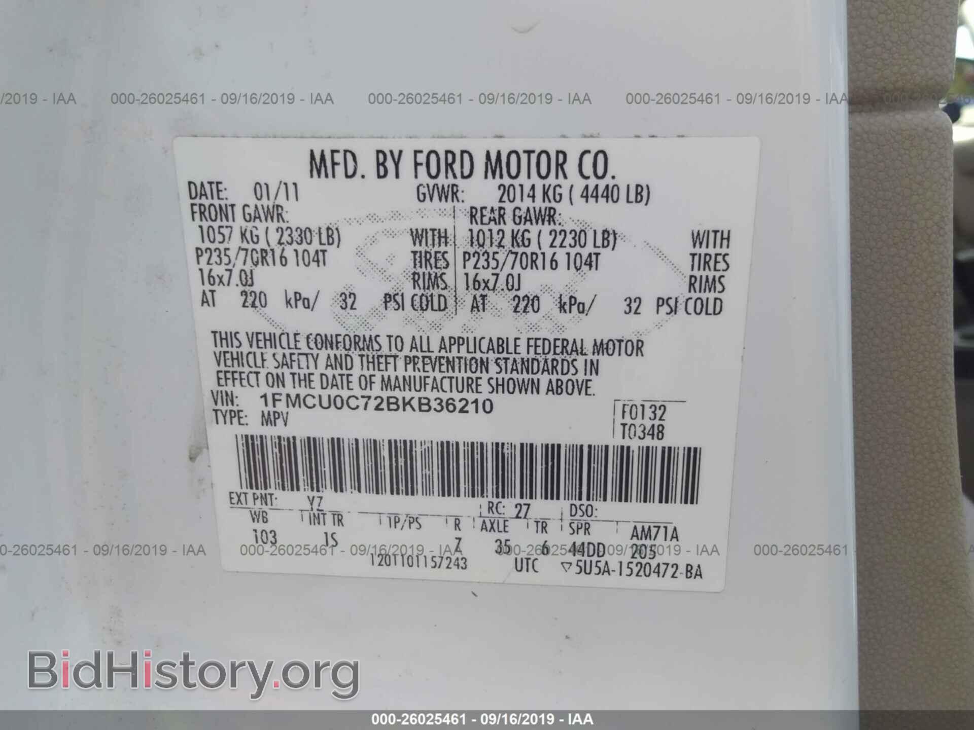 2011 FORD ESCAPE - VIN: 1FMCU0C72BKB36210 - Photo 9