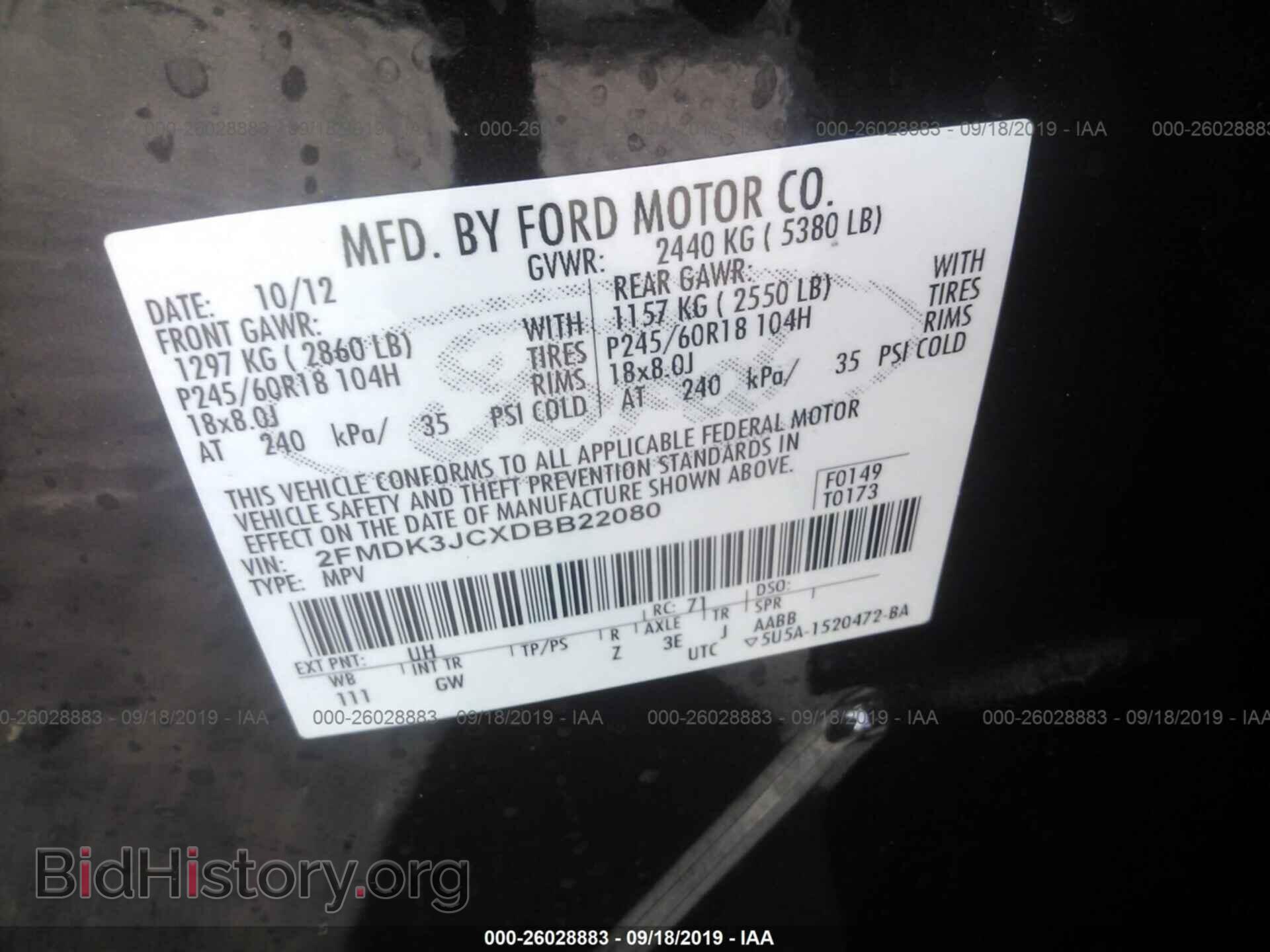 2013 FORD EDGE - VIN: 2FMDK3JCXDBB22080 - Photo 9