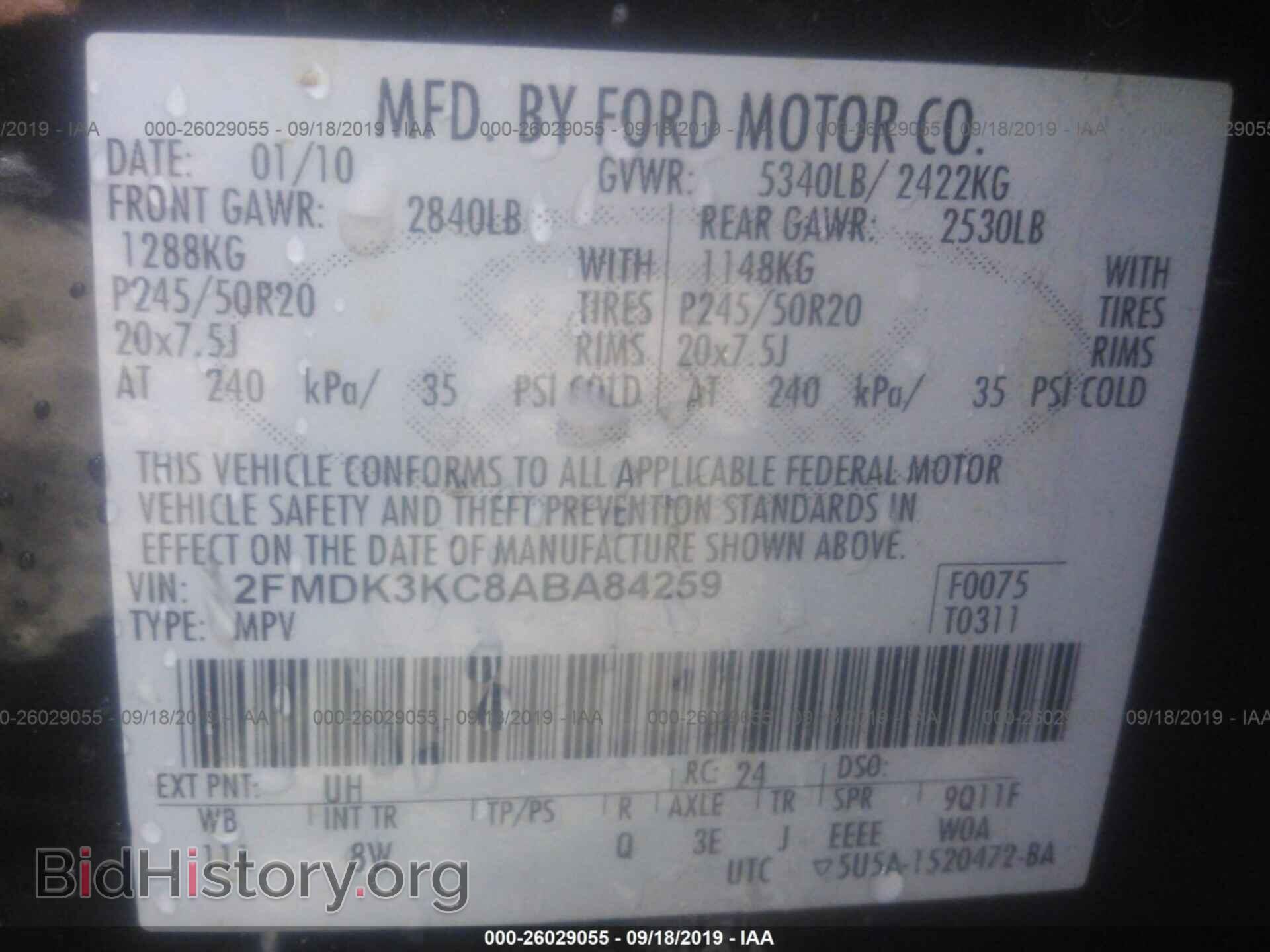 2010 FORD EDGE - VIN: 2FMDK3KC8ABA84259 - Photo 9
