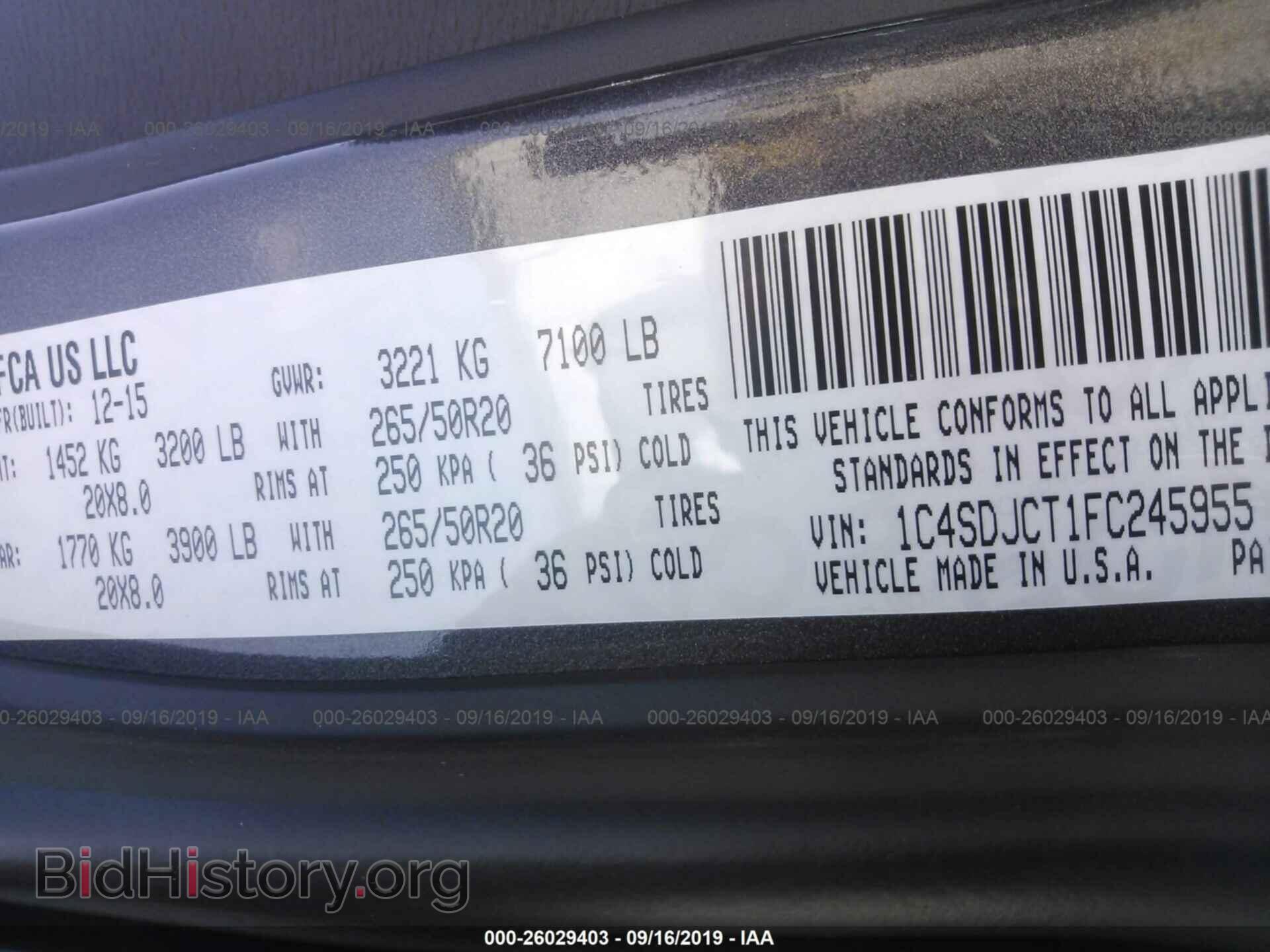 2015 DODGE DURANGO - VIN: 1C4SDJCT1FC245955 - Фото 9
