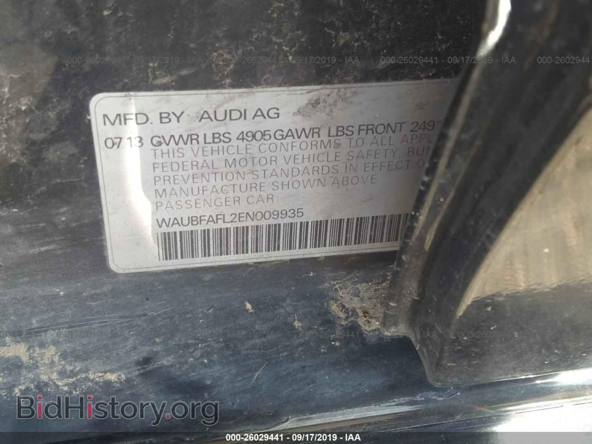 2014 AUDI A4 - VIN: WAUBFAFL2EN009935 - Фото 9