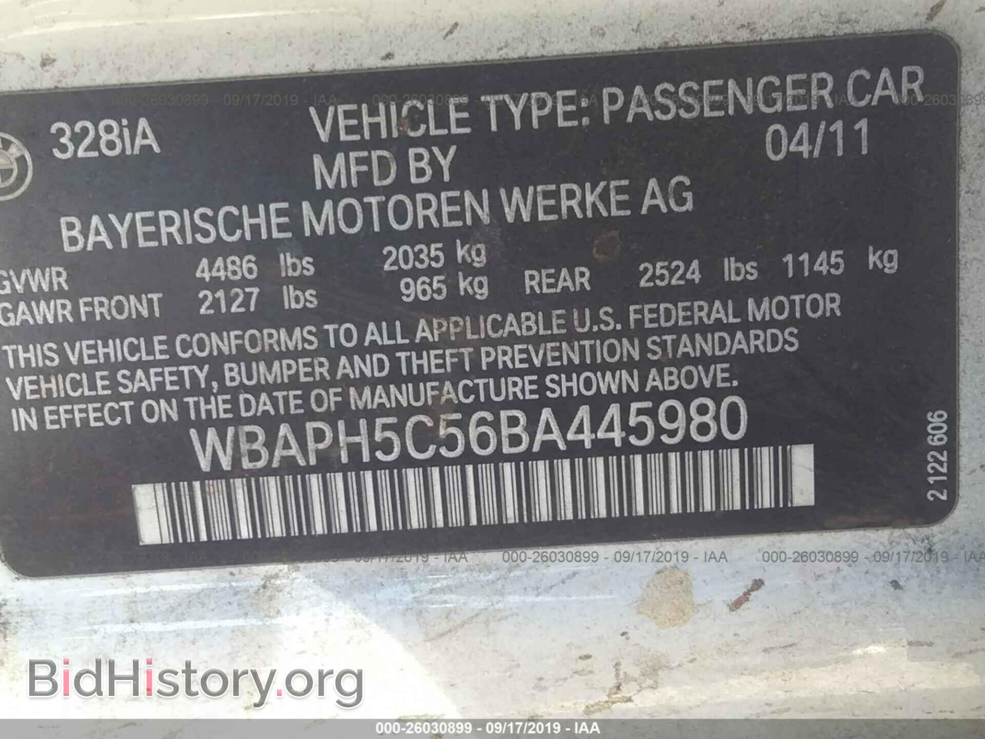 2011 BMW 328 - VIN: WBAPH5C56BA445980 - Фото 9