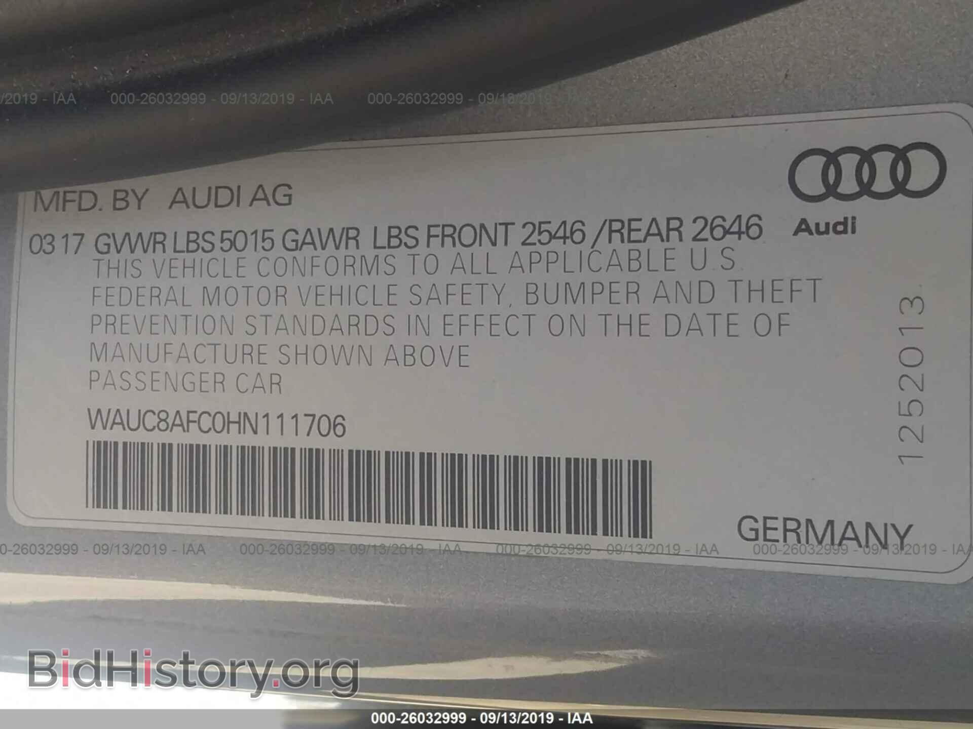 2017 AUDI A6 - VIN: WAUC8AFC0HN111706 - Photo 9