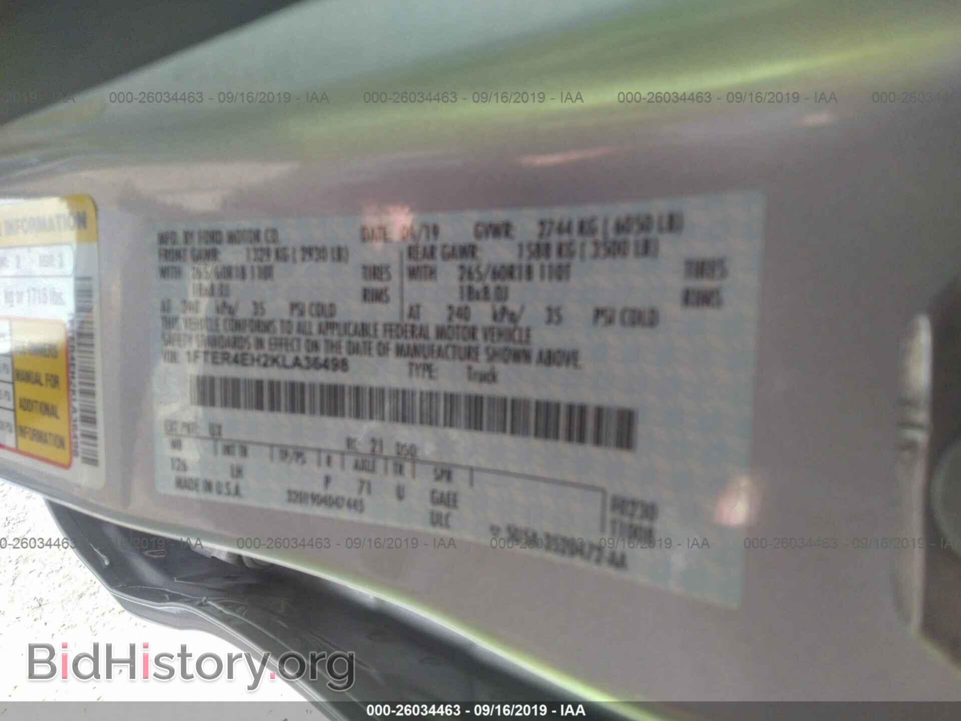 2019 FORD RANGER - VIN: 1FTER4EH2KLA36498 - Photo 9