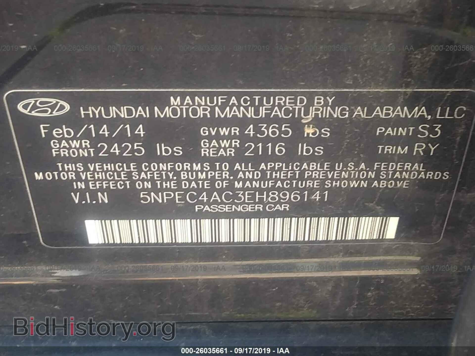 2014 HYUNDAI SONATA - VIN: 5NPEC4AC3EH896141 - Photo 9