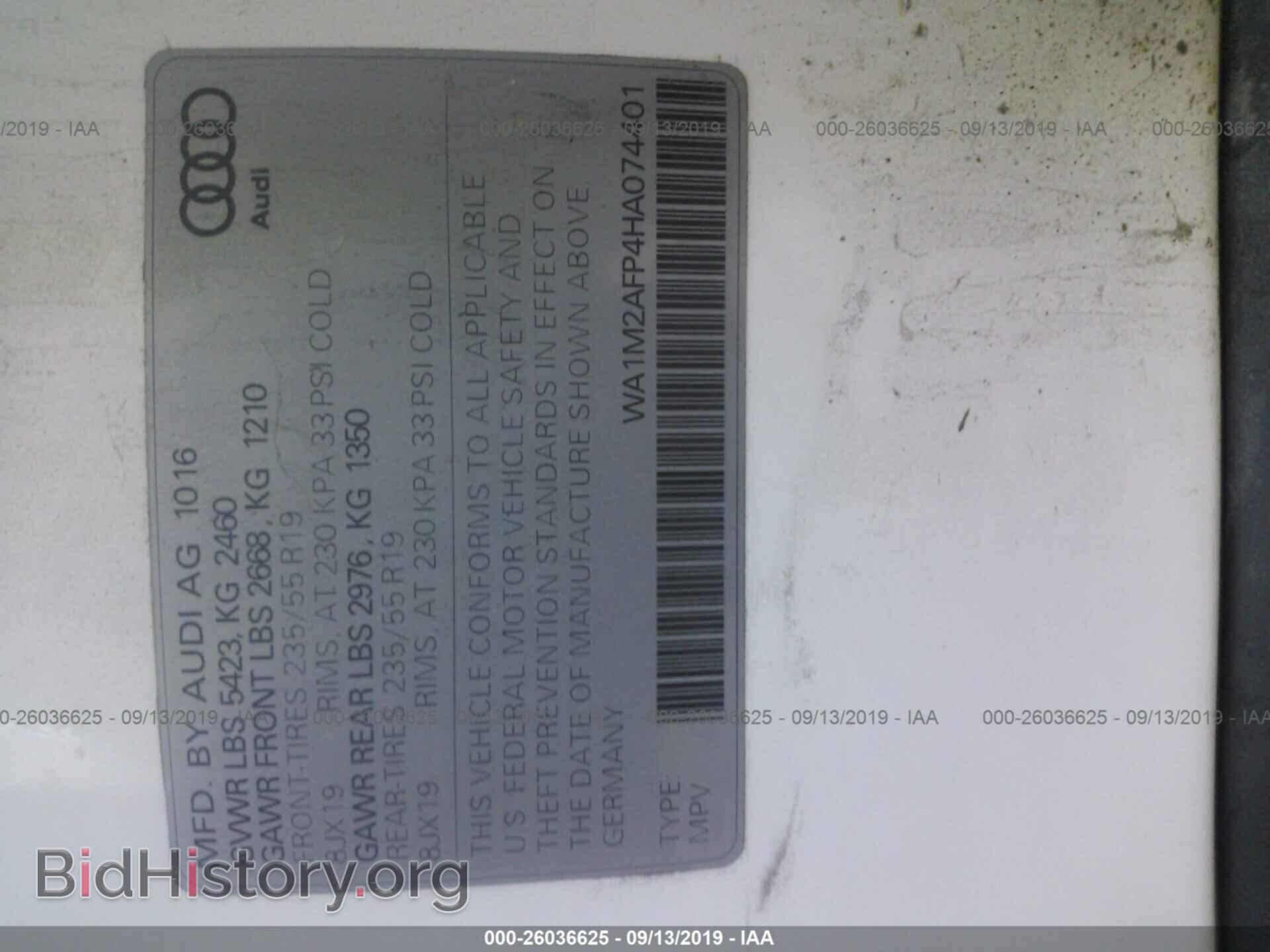 2017 AUDI Q5 - VIN: WA1M2AFP4HA074401 - Фото 9